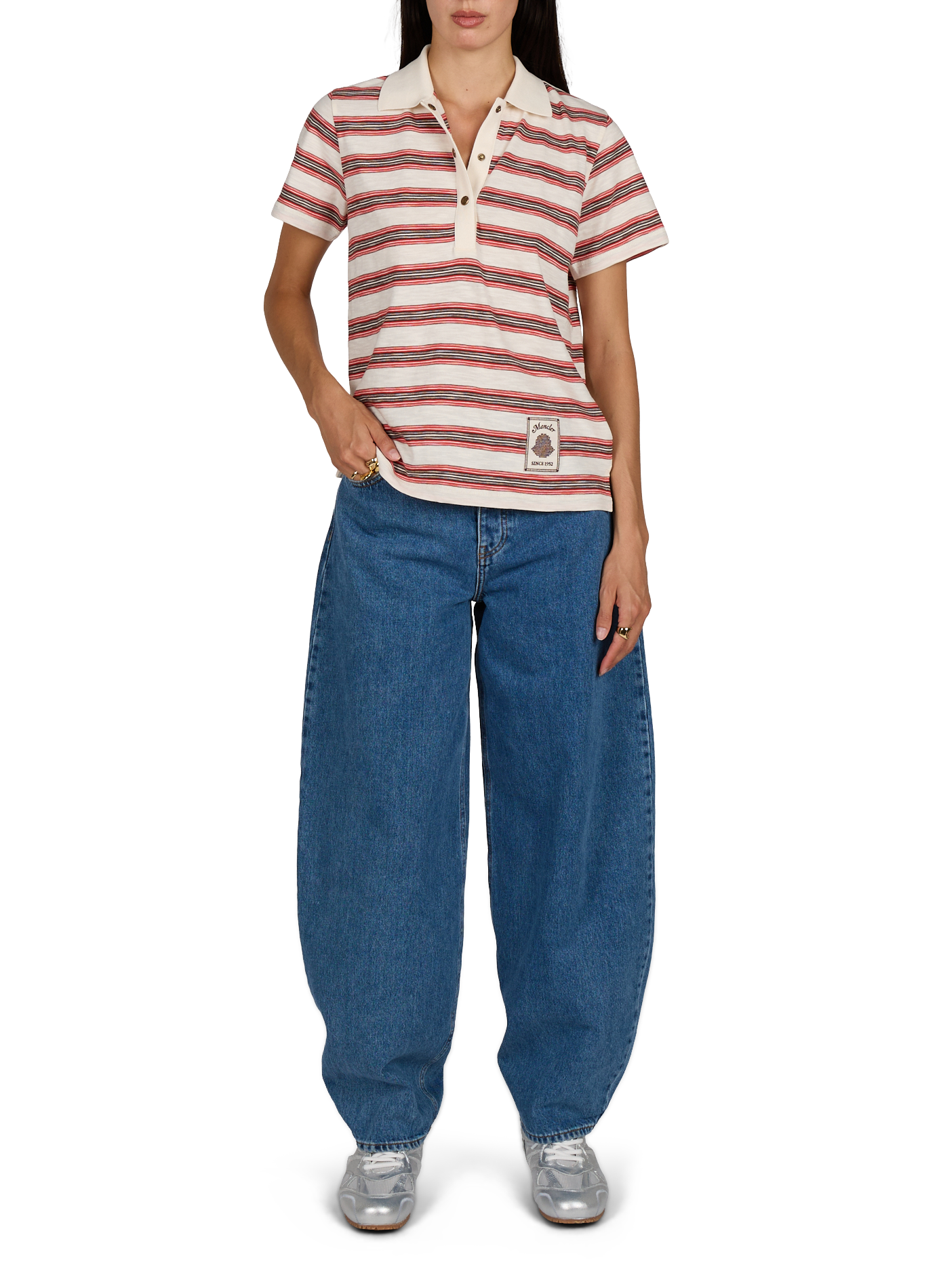 Striped straight cotton polo MONCLER Multicolour
