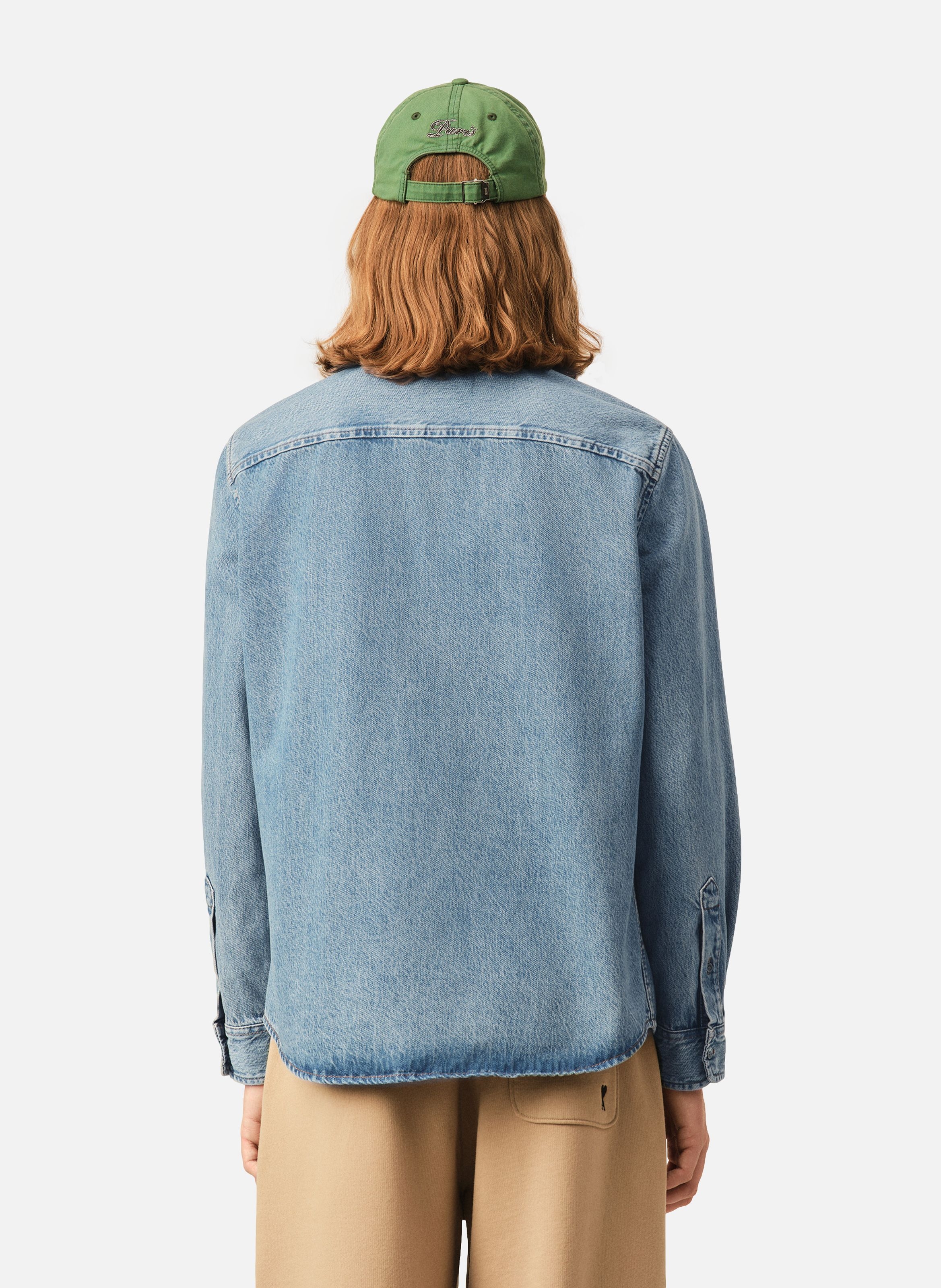 Chemise col boutonné ami de coeur en coton unisexe AMI PARIS Bleu