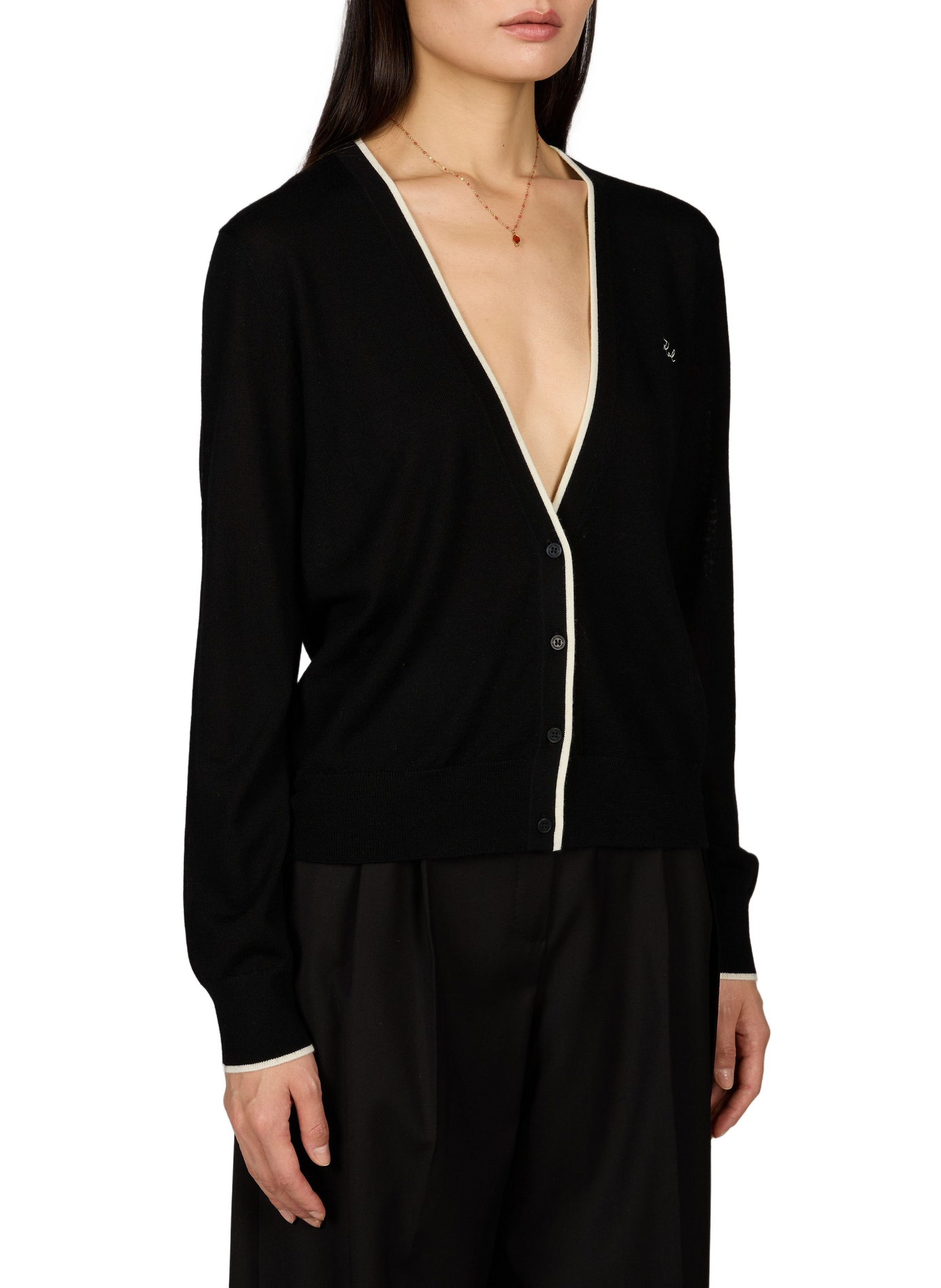 V-neck wool vest KARL LAGERFELD Black