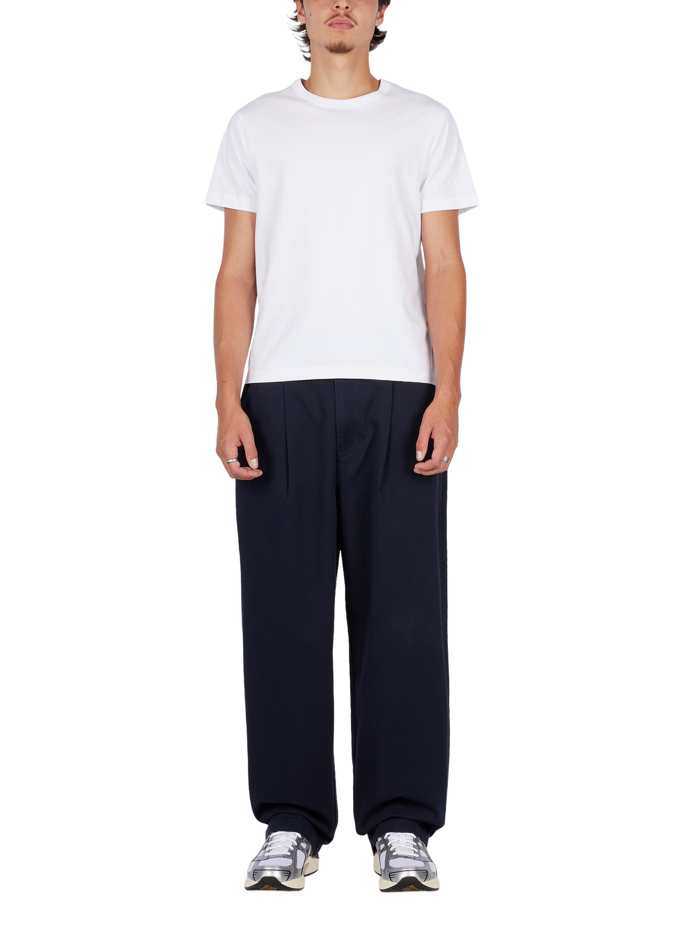 Wide-leg pleated cotton pants DIME Blue