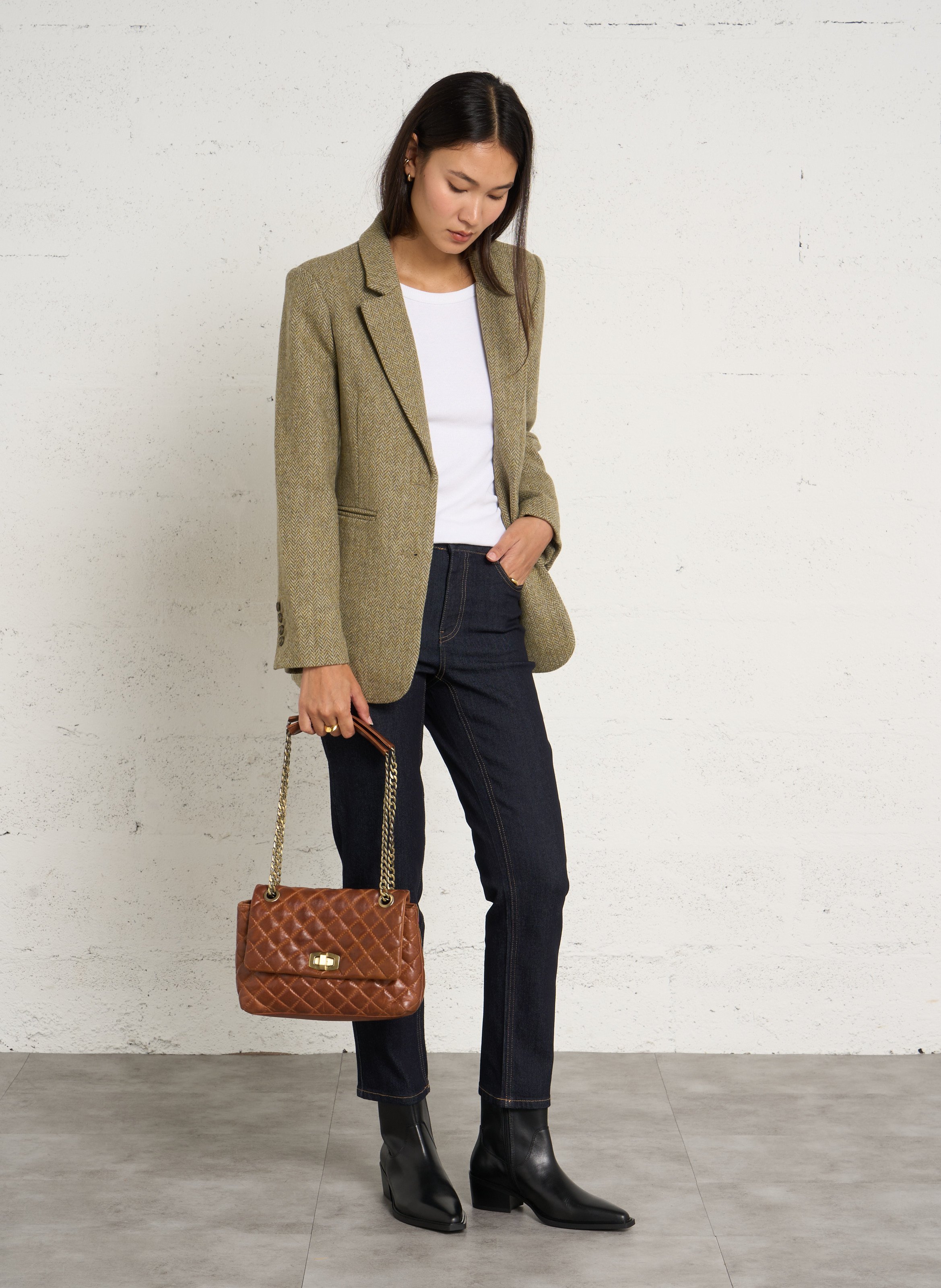 Sac matelassé en cuir vivien MAISON 123 Marron