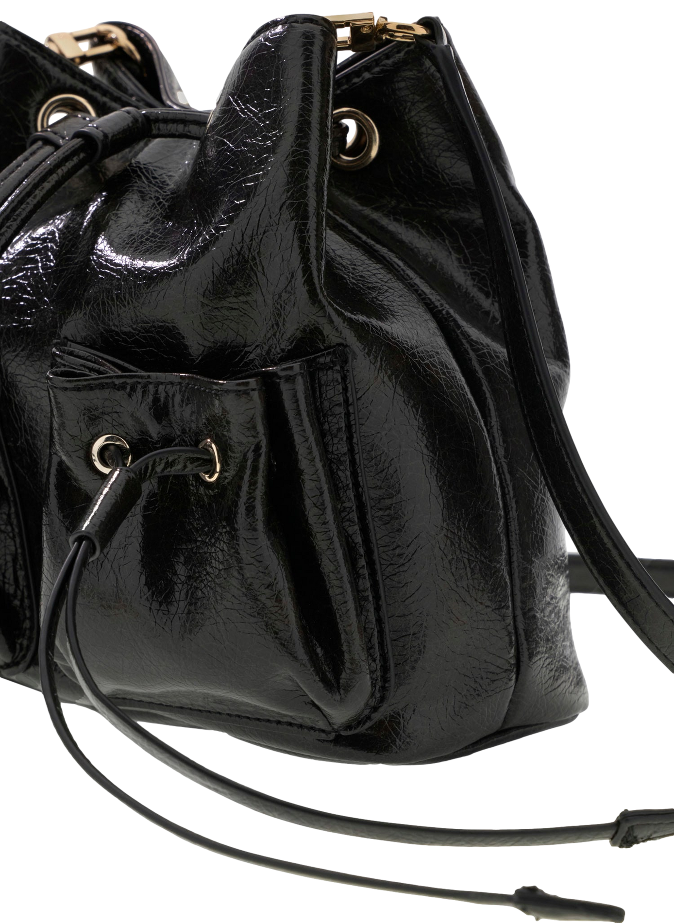 Sac seau effet cuir vernis GUESS Noir