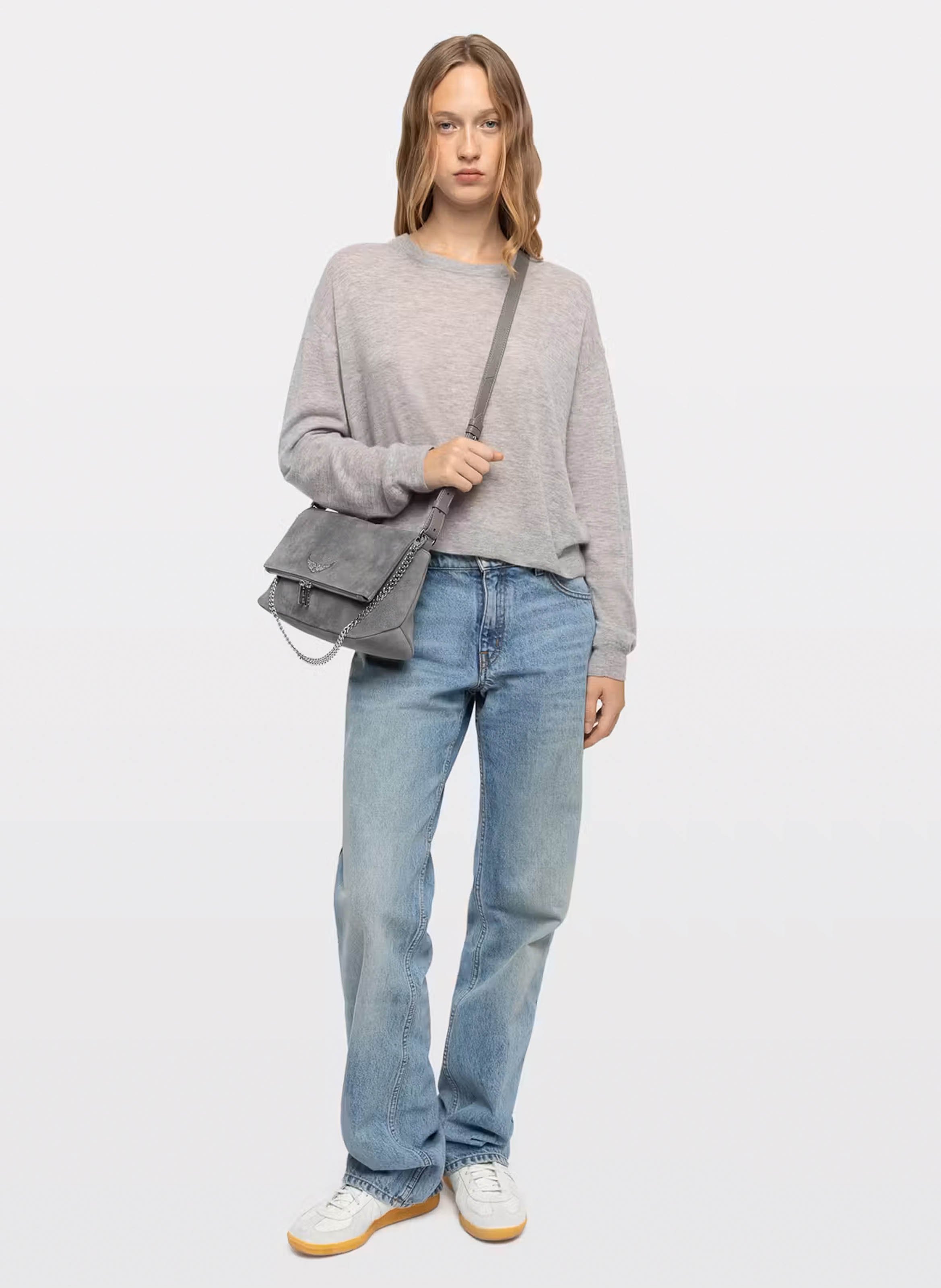 Sac bandoulière en cuir rocky ii ZADIG&VOLTAIRE Gris