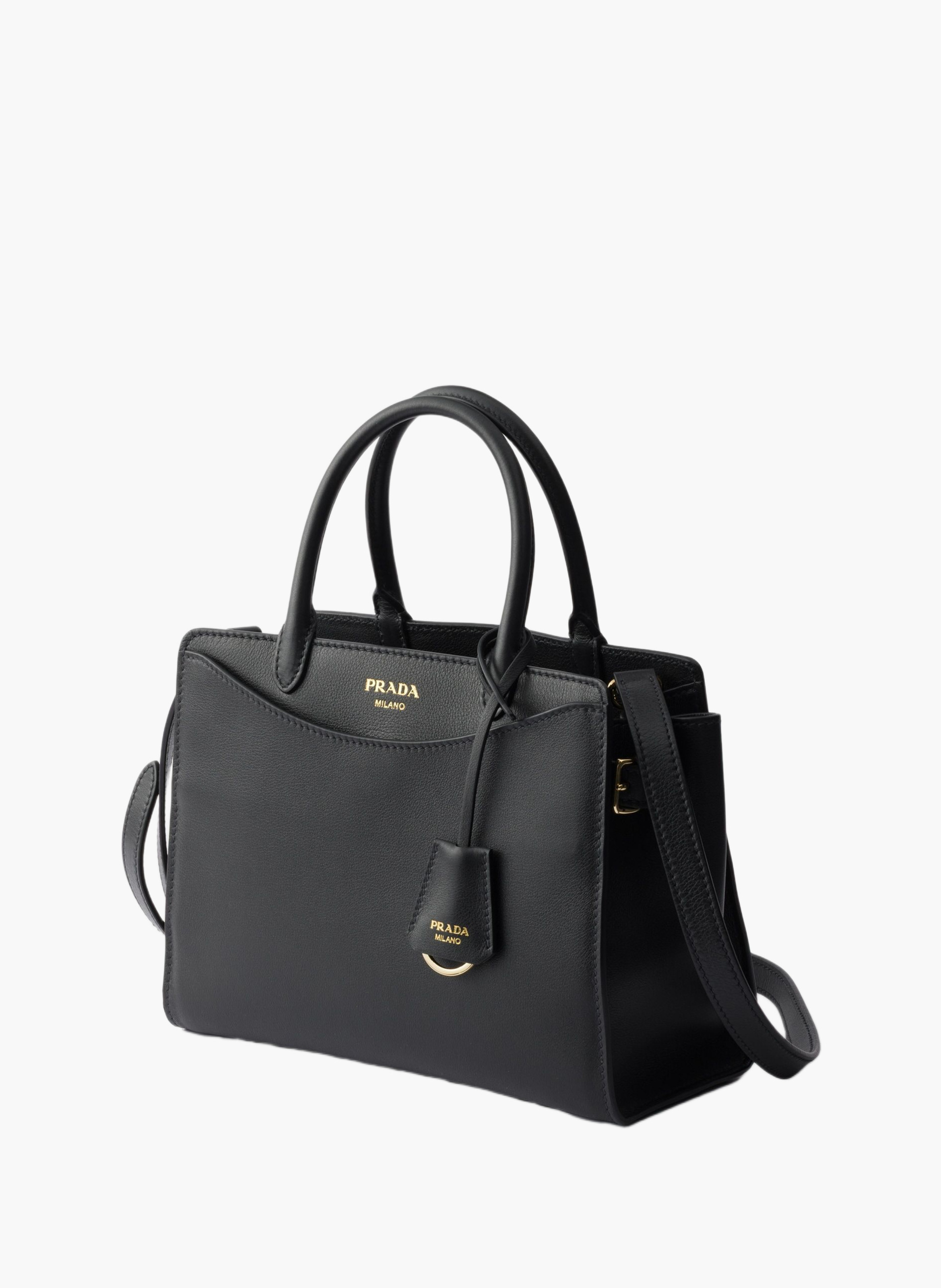 Sac à main prada prelude en cuir de taille moyenne PRADA Noir