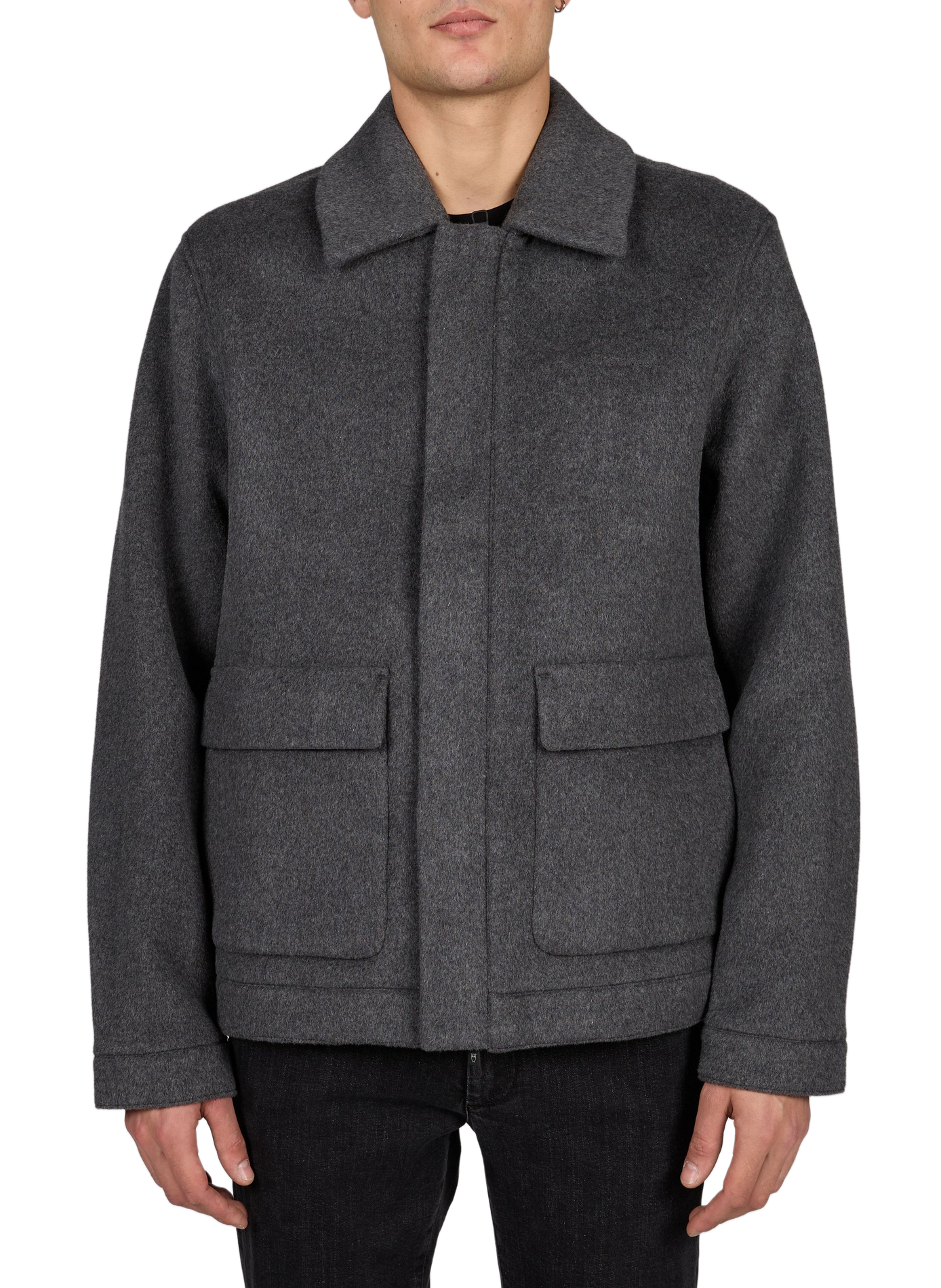 Mittellange Wolljacke KNOWLEDGE COTTON Grau