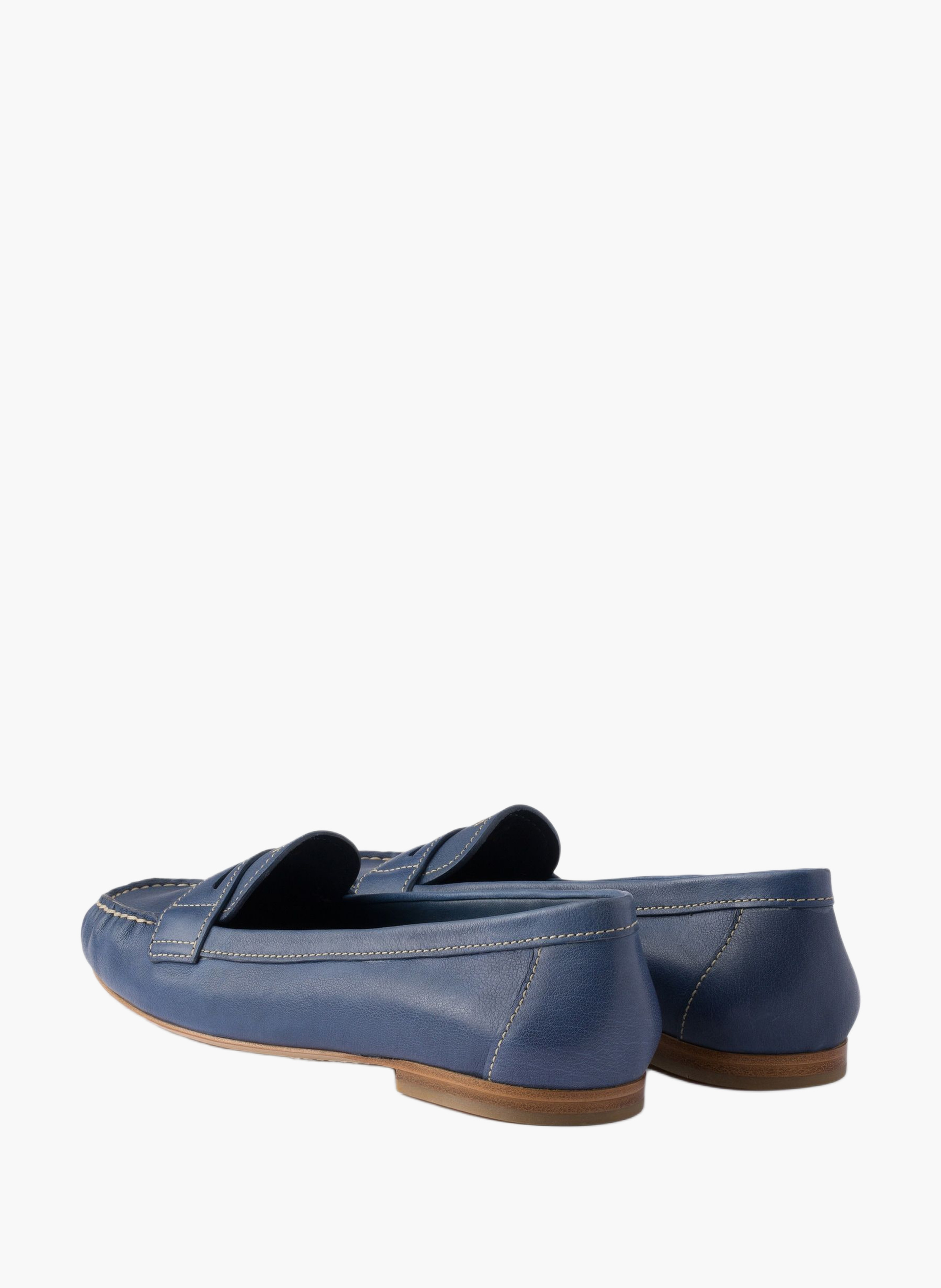 Mocassins en cuir PRADA Bleu