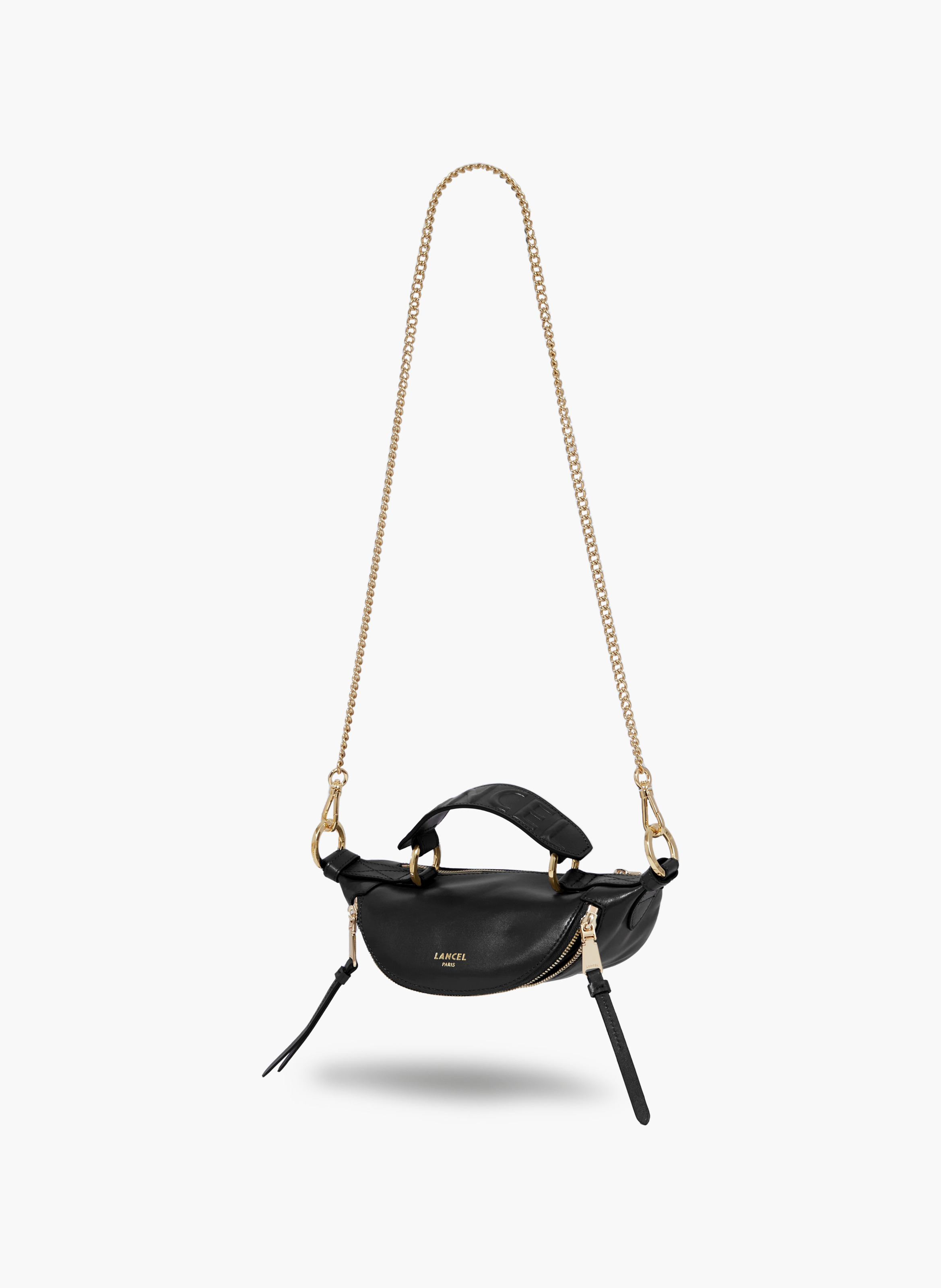 Kleine crossbodytas "Origami" van Lancel in leer. LANCEL Zwart