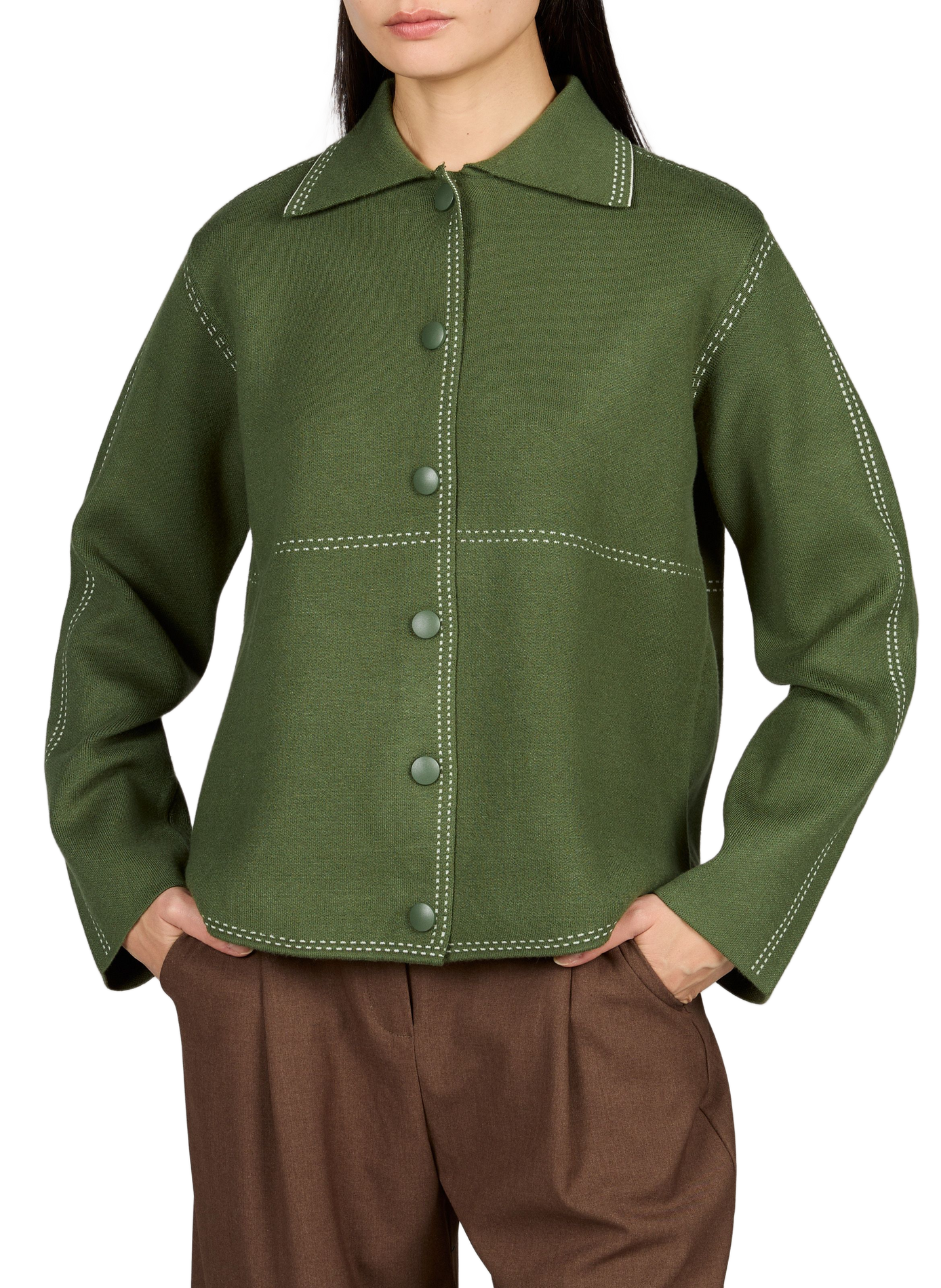 Straight shirt with lavallière collar OBJECT Brown