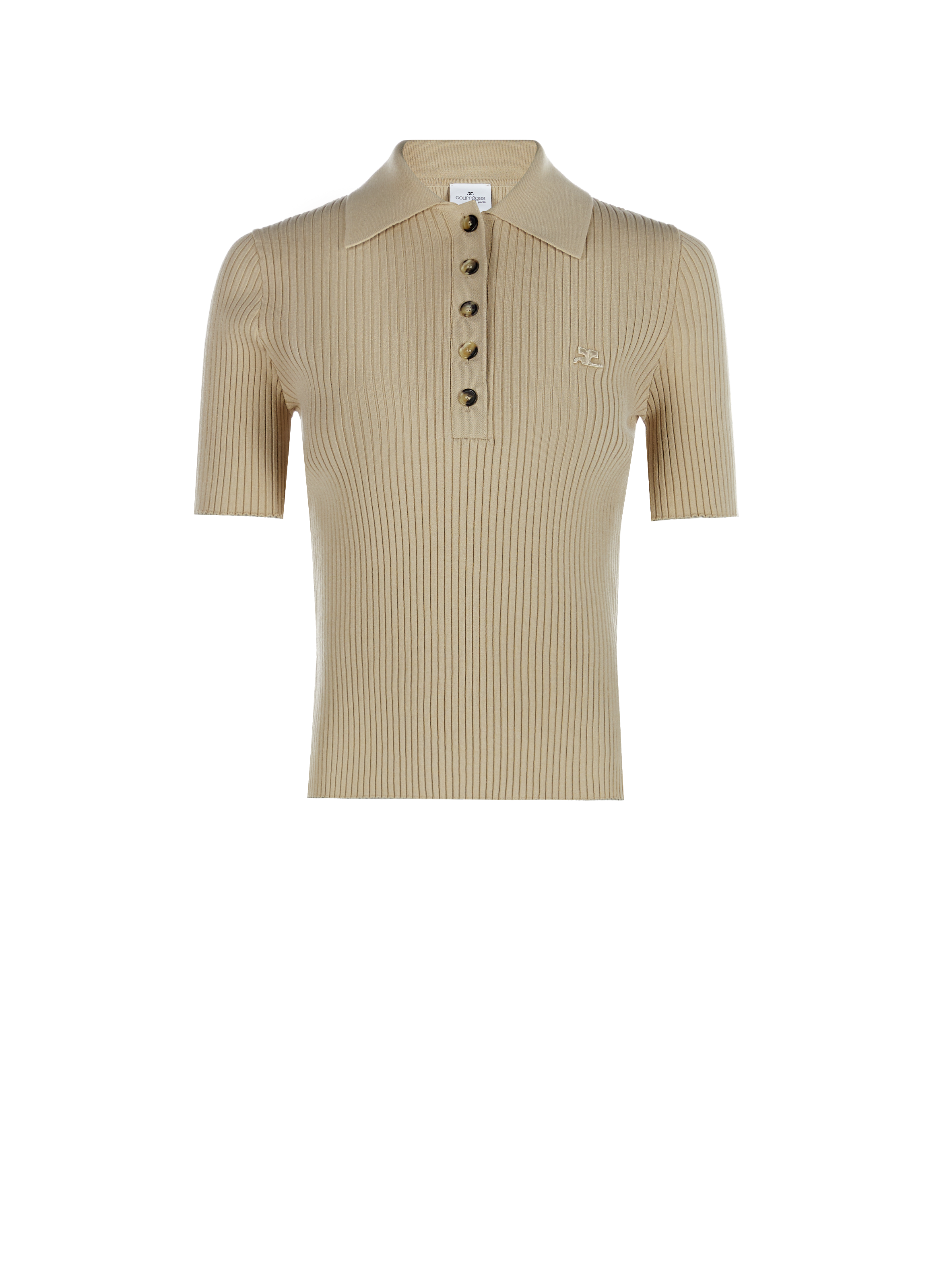 COURRÈGES Polo manches courtes côtelé  Beige