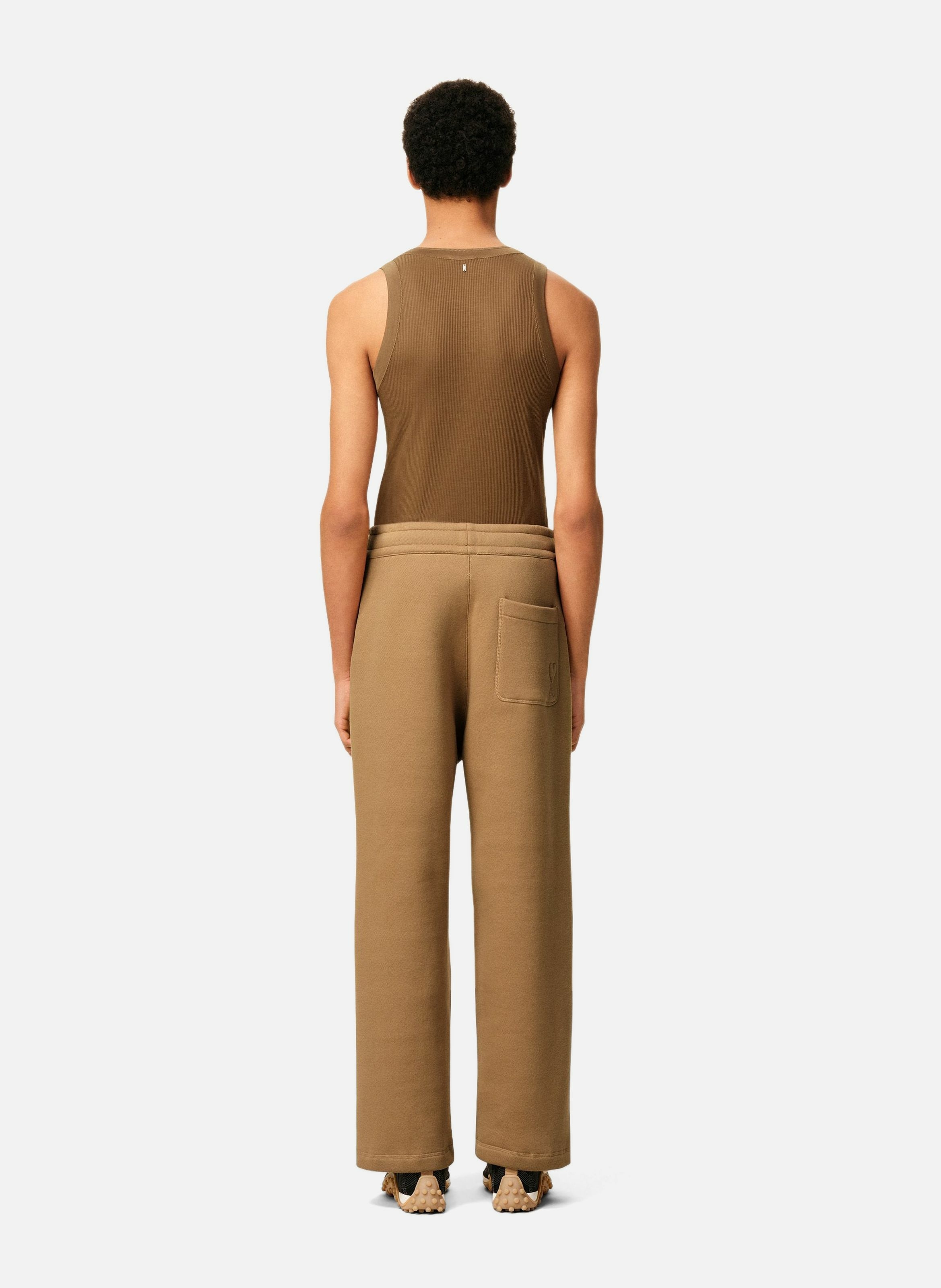 Jogging flare ami de coeur en coton unisexe AMI PARIS Marron