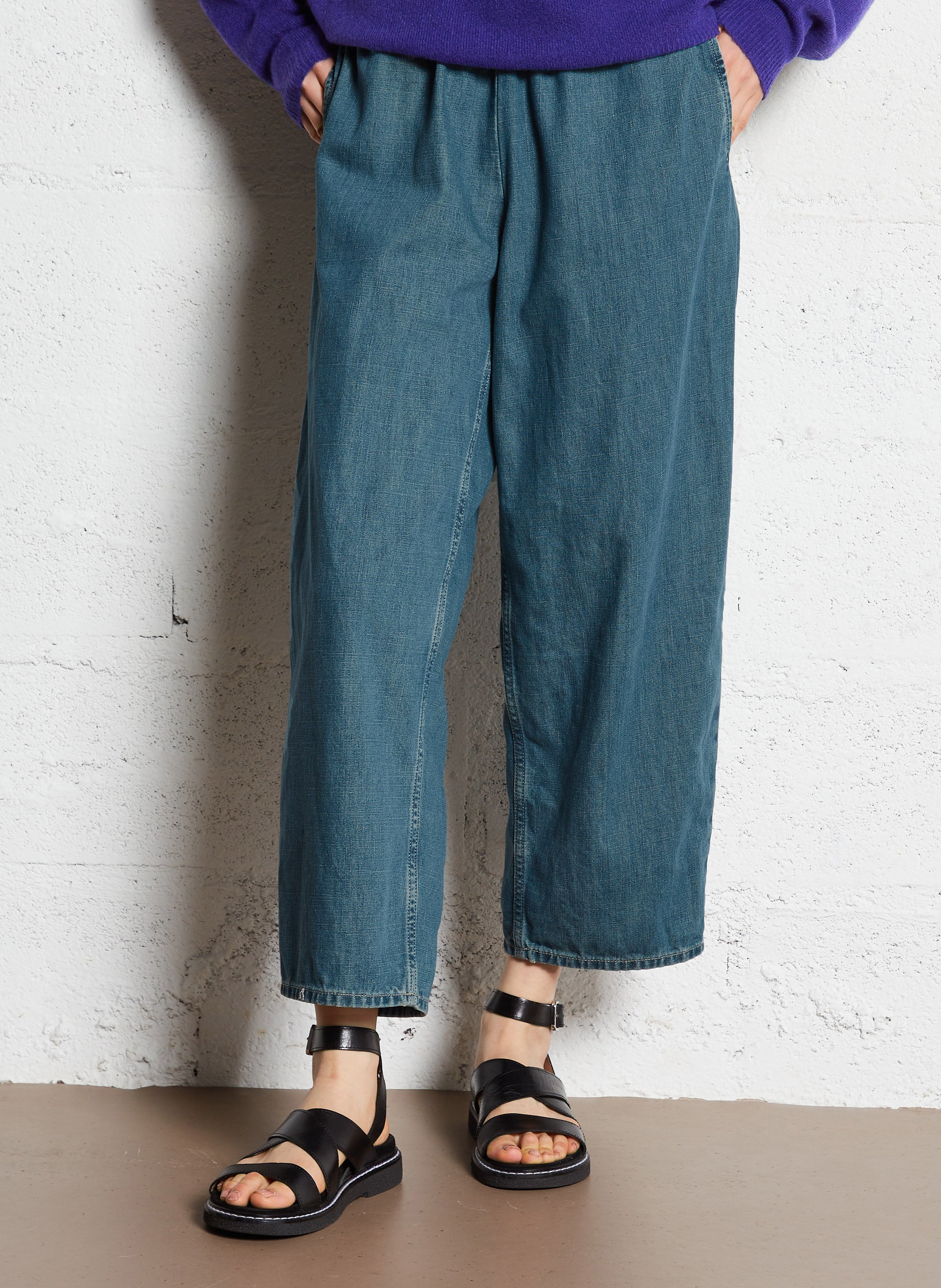 Pantalon carotte en coton recyclé mélangé ozyr AMERICAN VINTAGE Bleu