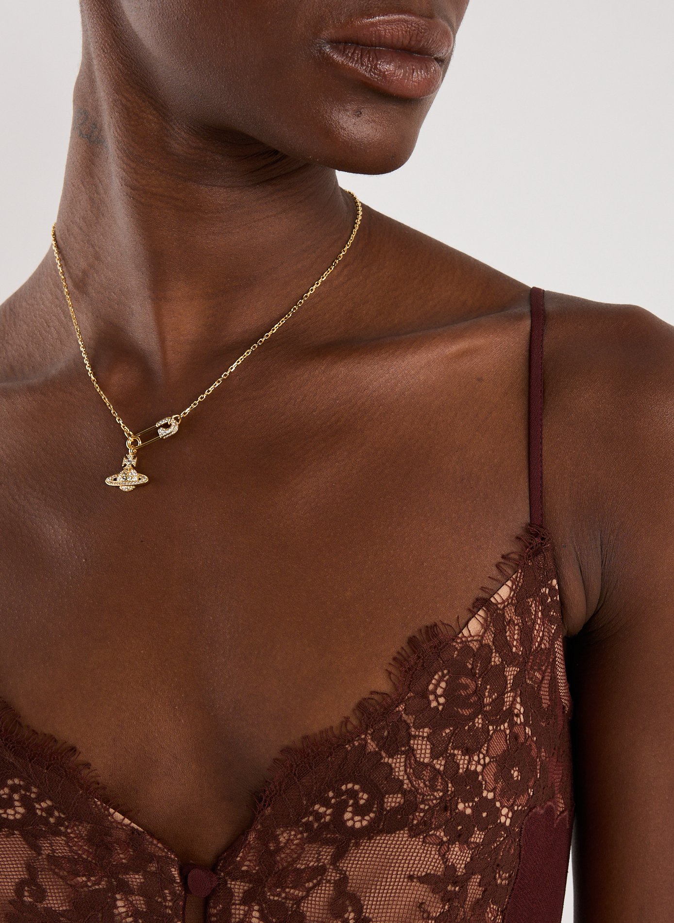 Two-material dress SELF PORTRAIT Brown