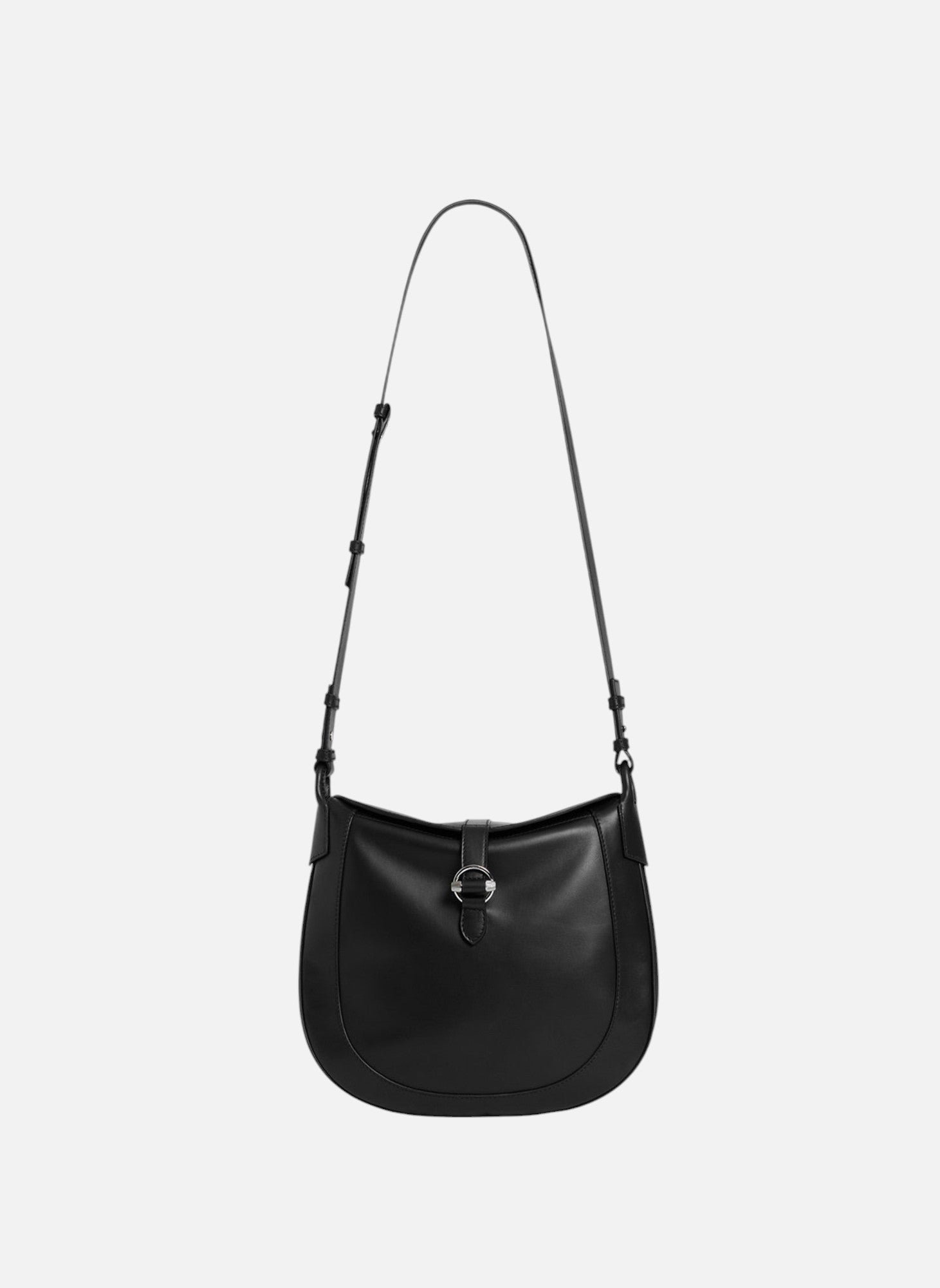 Grand sac bandoulière pia en cuir lisse LE TANNEUR Noir