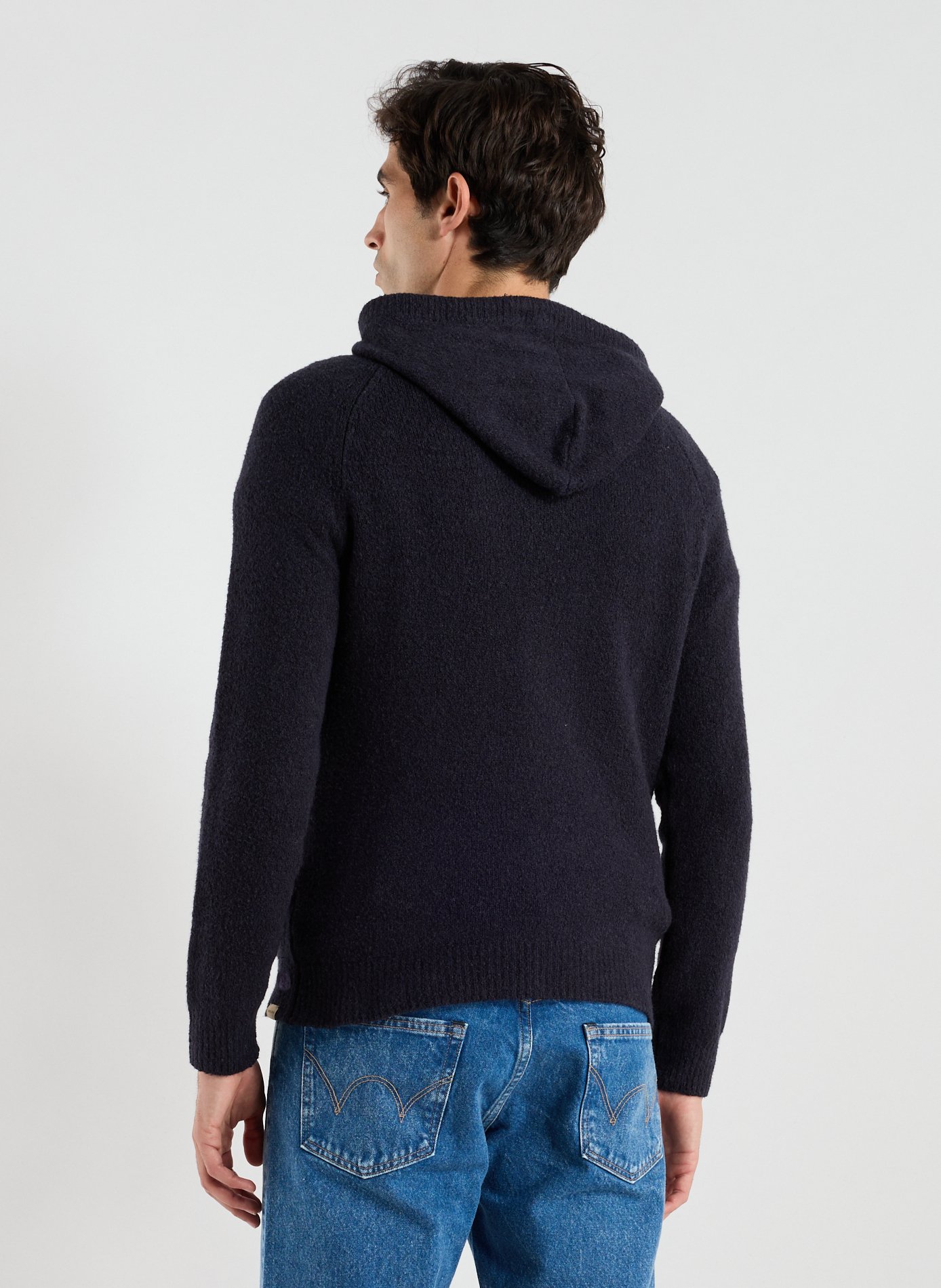 Sweat droit à capuche en coton mélangé WOOLRICH Bleu