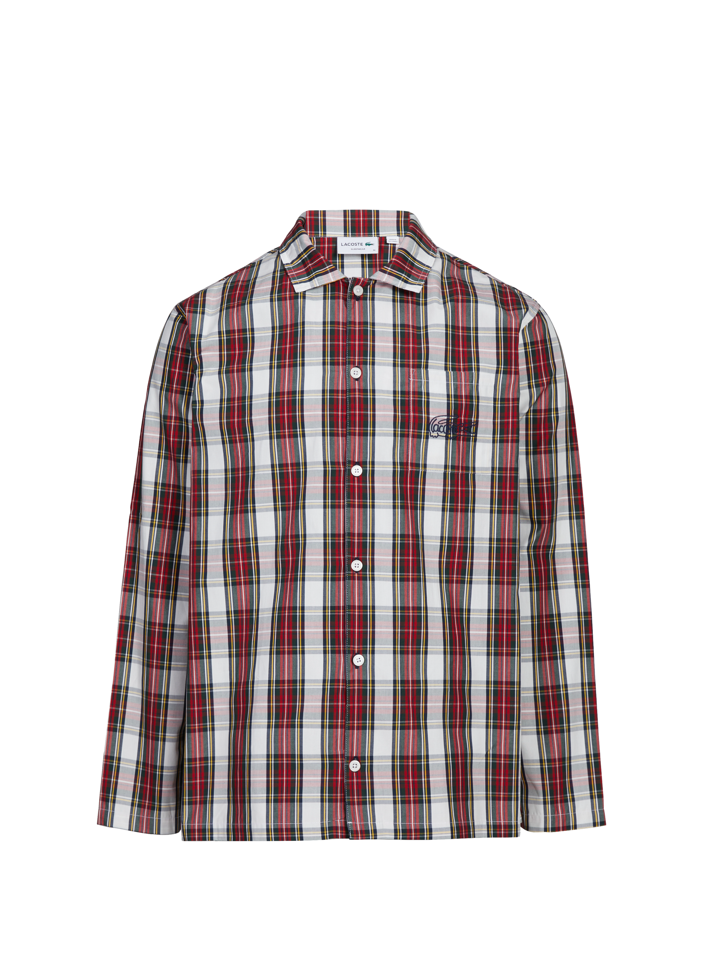 LACOSTE Ensemble de pyjama à carreaux en coton Rouge