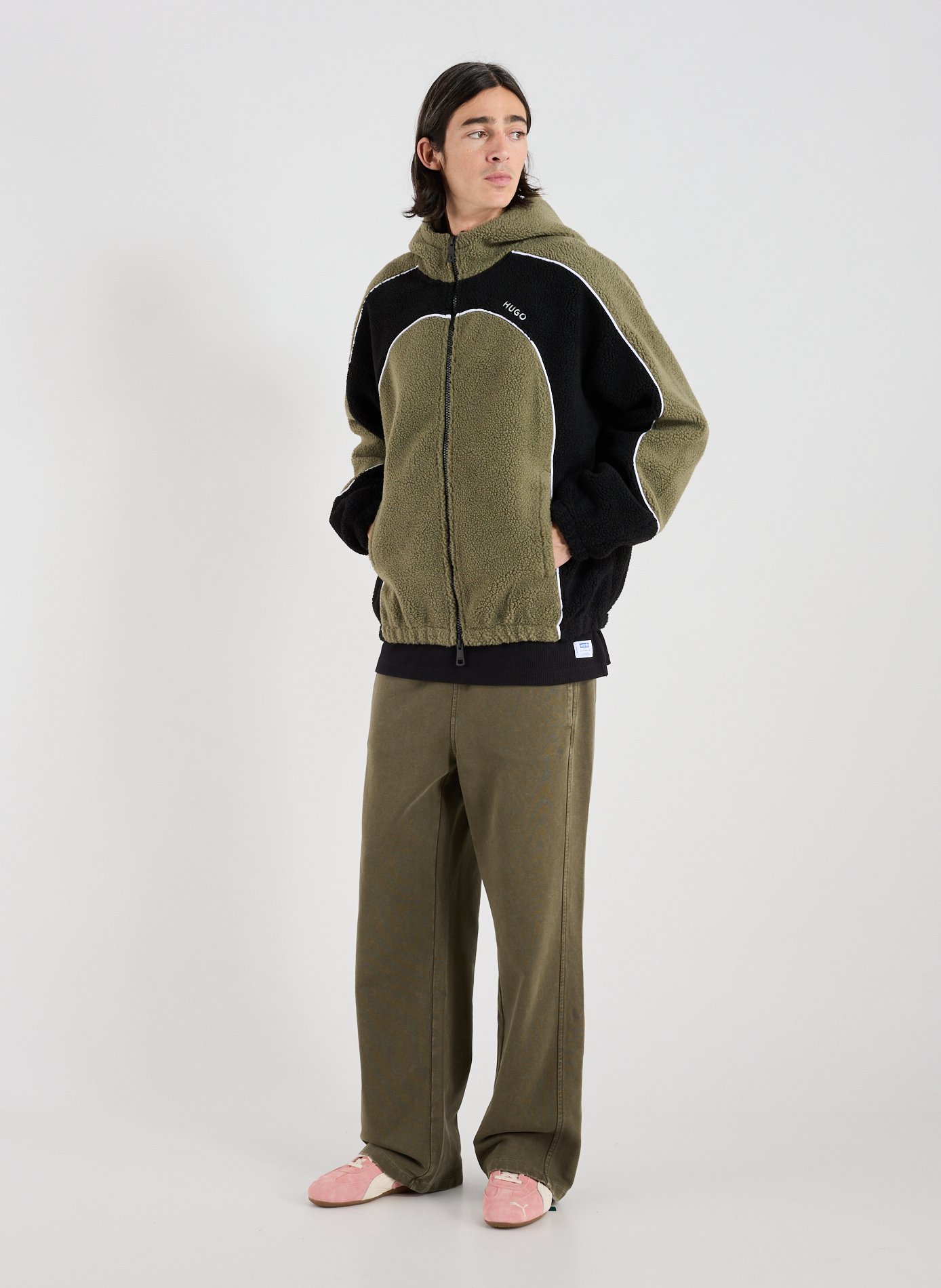 Veste polaire à capuche HUGO BLUE Kaki