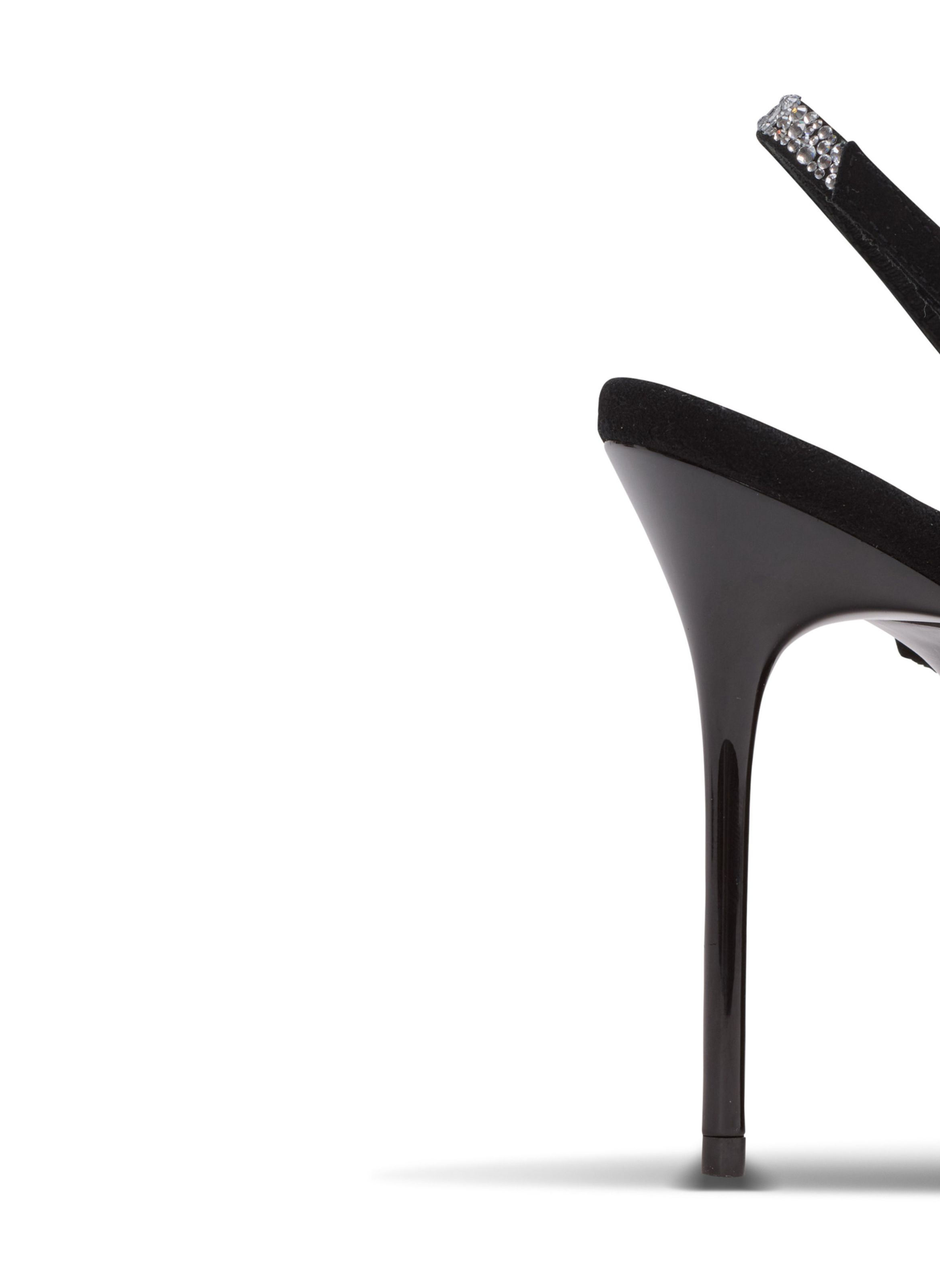 Sandales à franges en daim et strass BALMAIN Argent