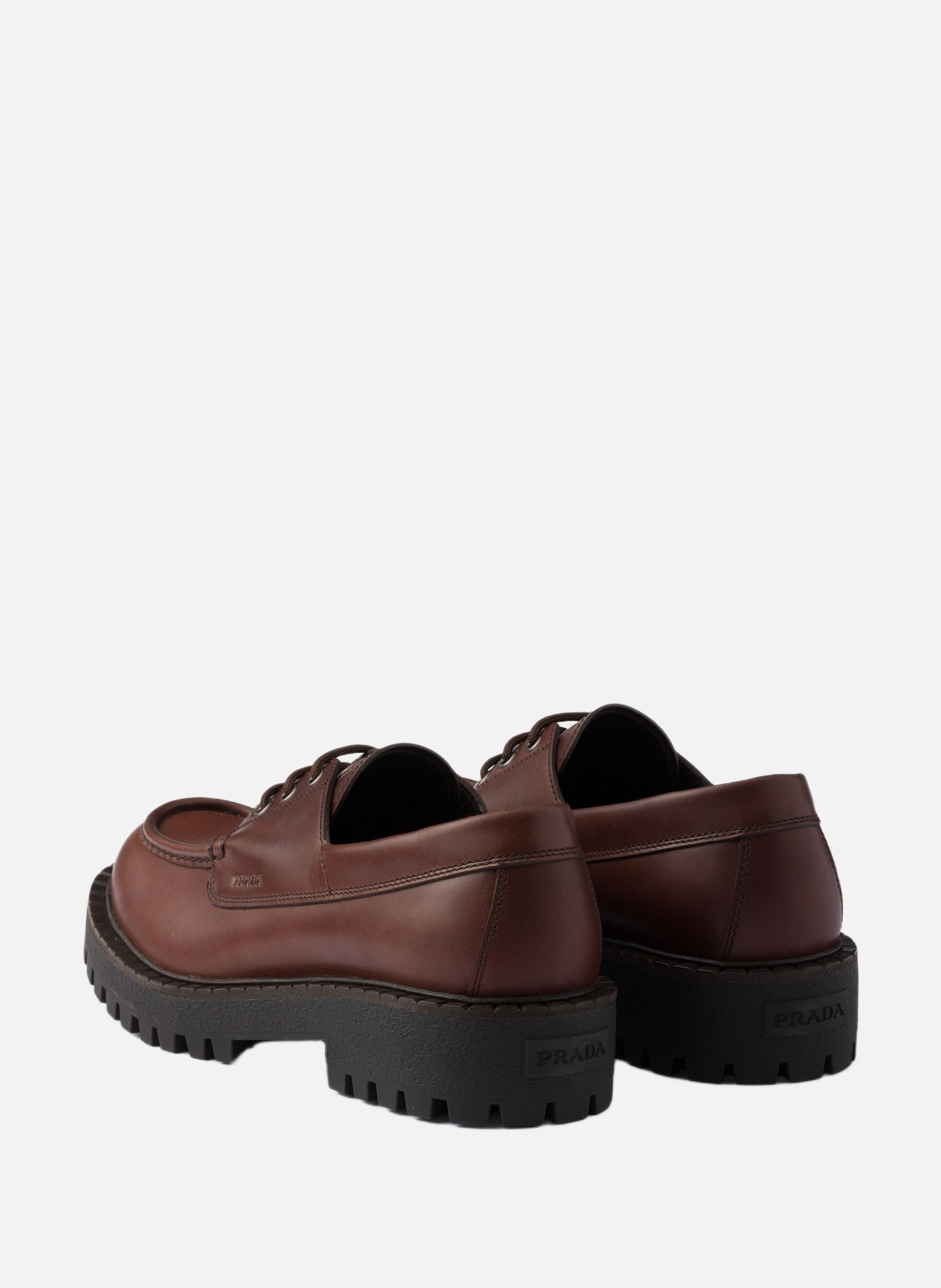 Mocassins en cuir à lacets PRADA Marron