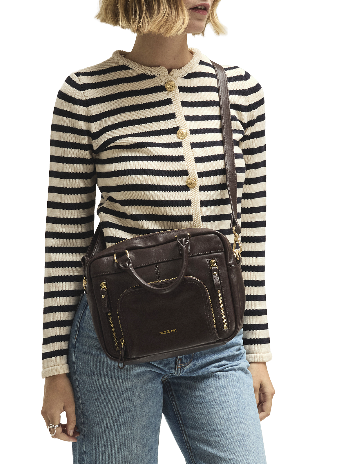 Mini Macy leather bag NAT & NIN Brown