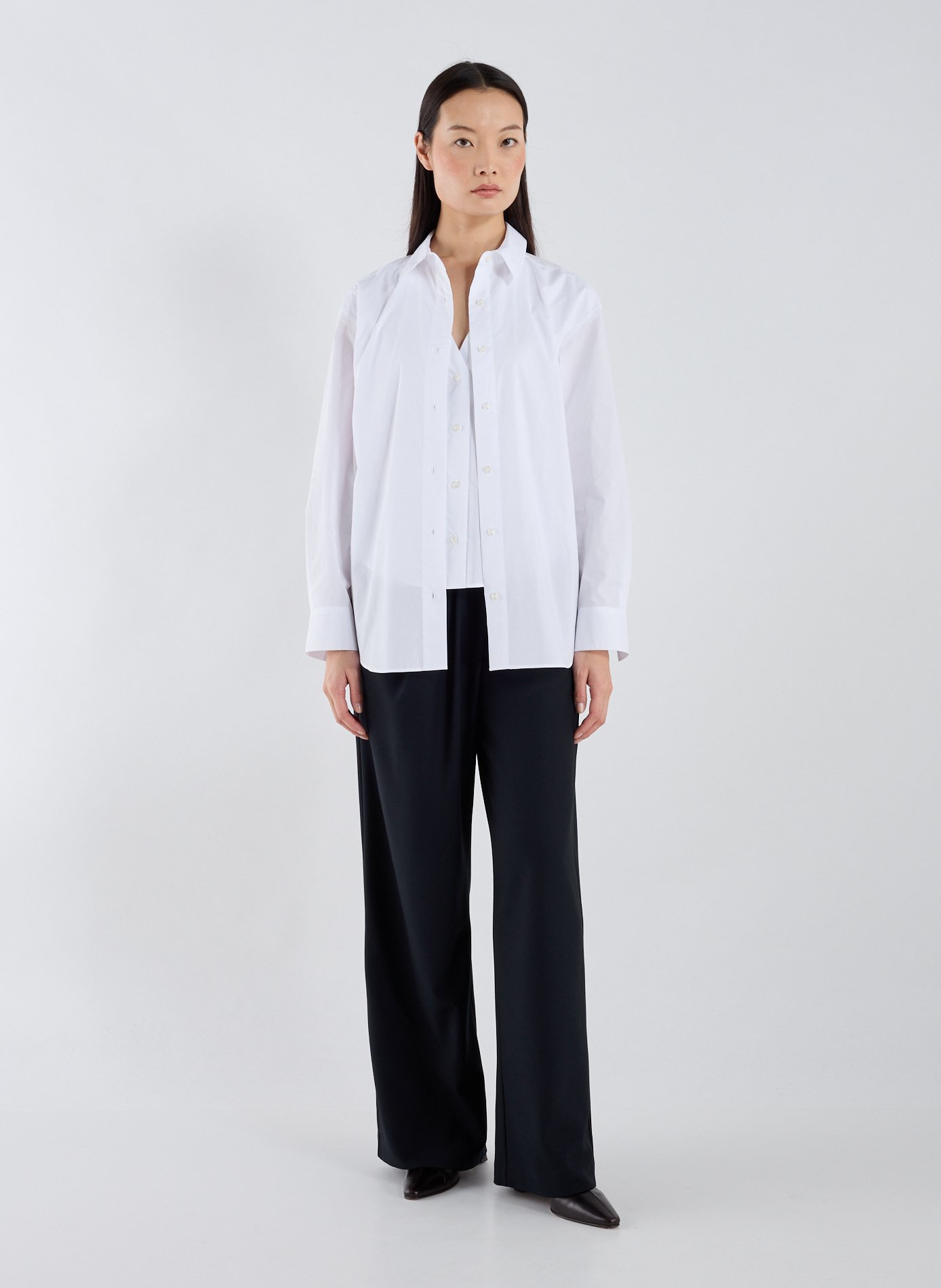 Oversized cotton long-sleeve shirt SAMSOE SAMSOE White