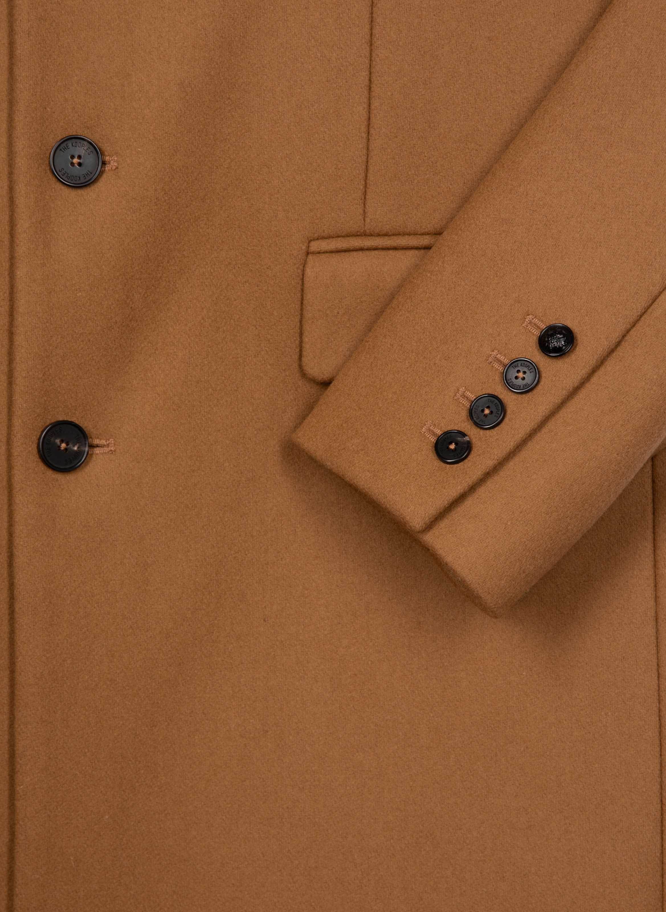 Manteau col revers cuir THE KOOPLES Marron