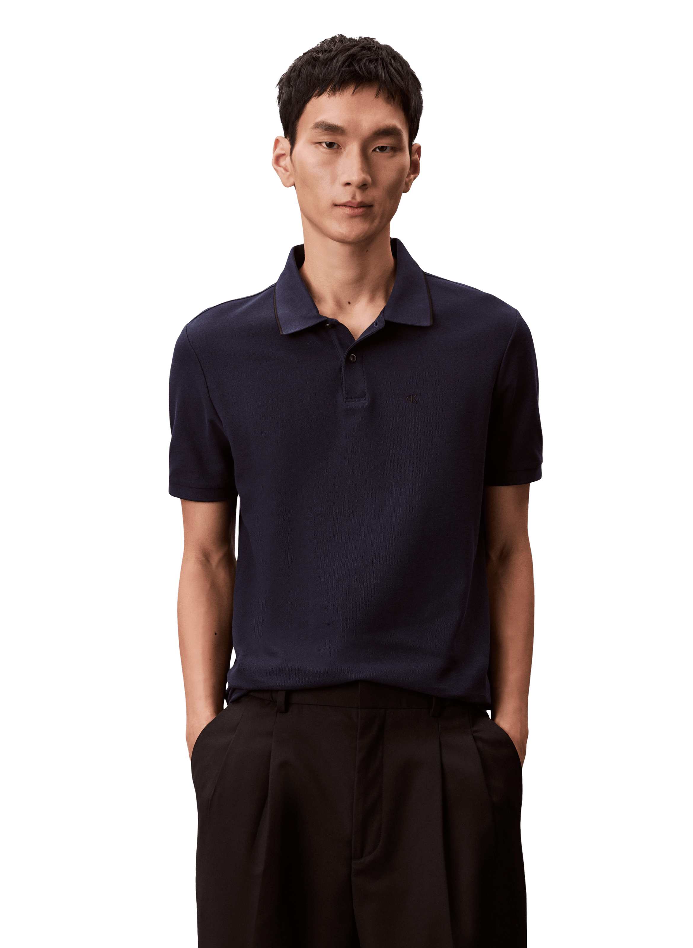 Short-sleeved cotton polo shirt CALVIN KLEIN Blue
