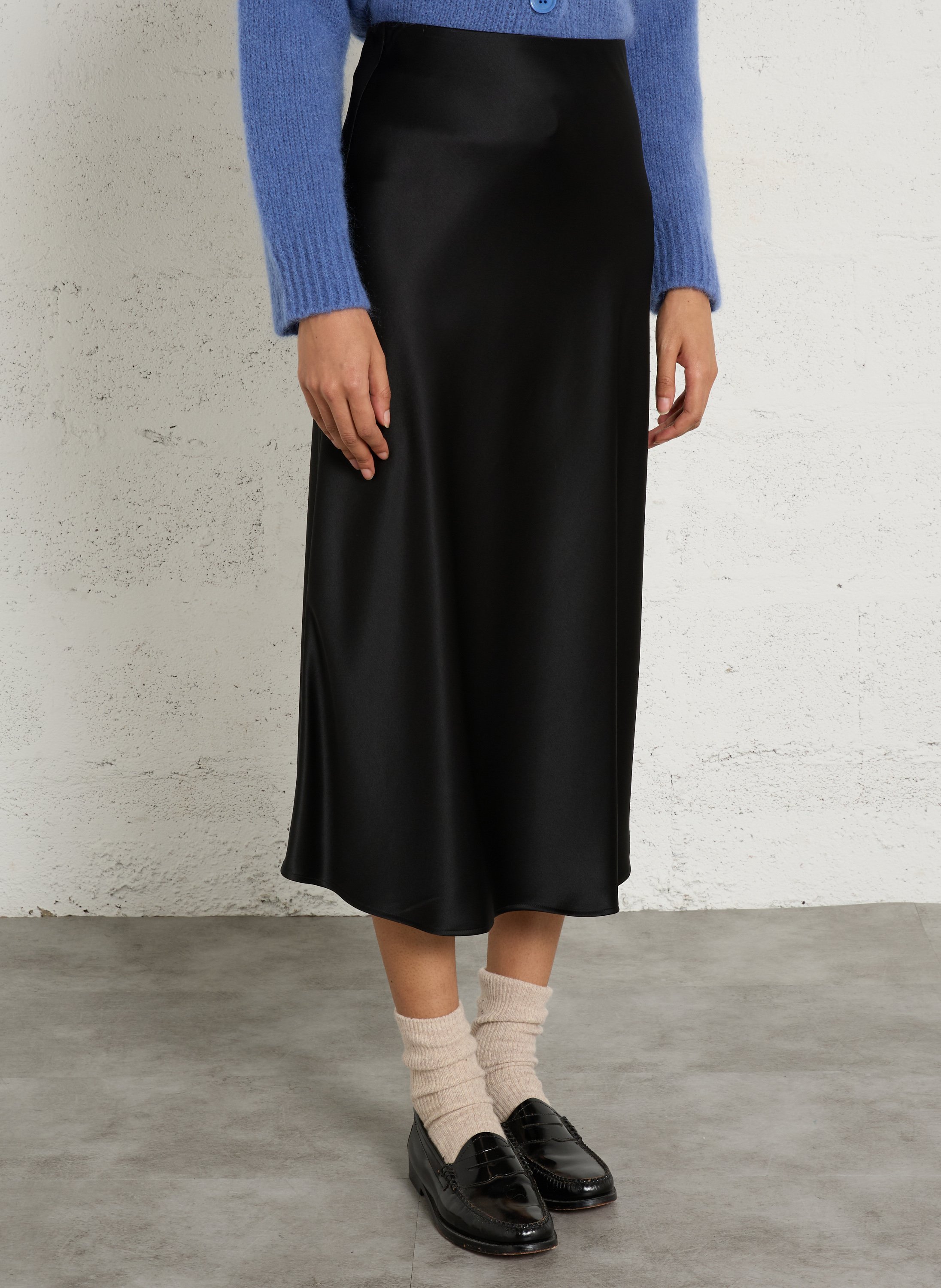 Jupe midi satinée odile MAISON 123 Noir