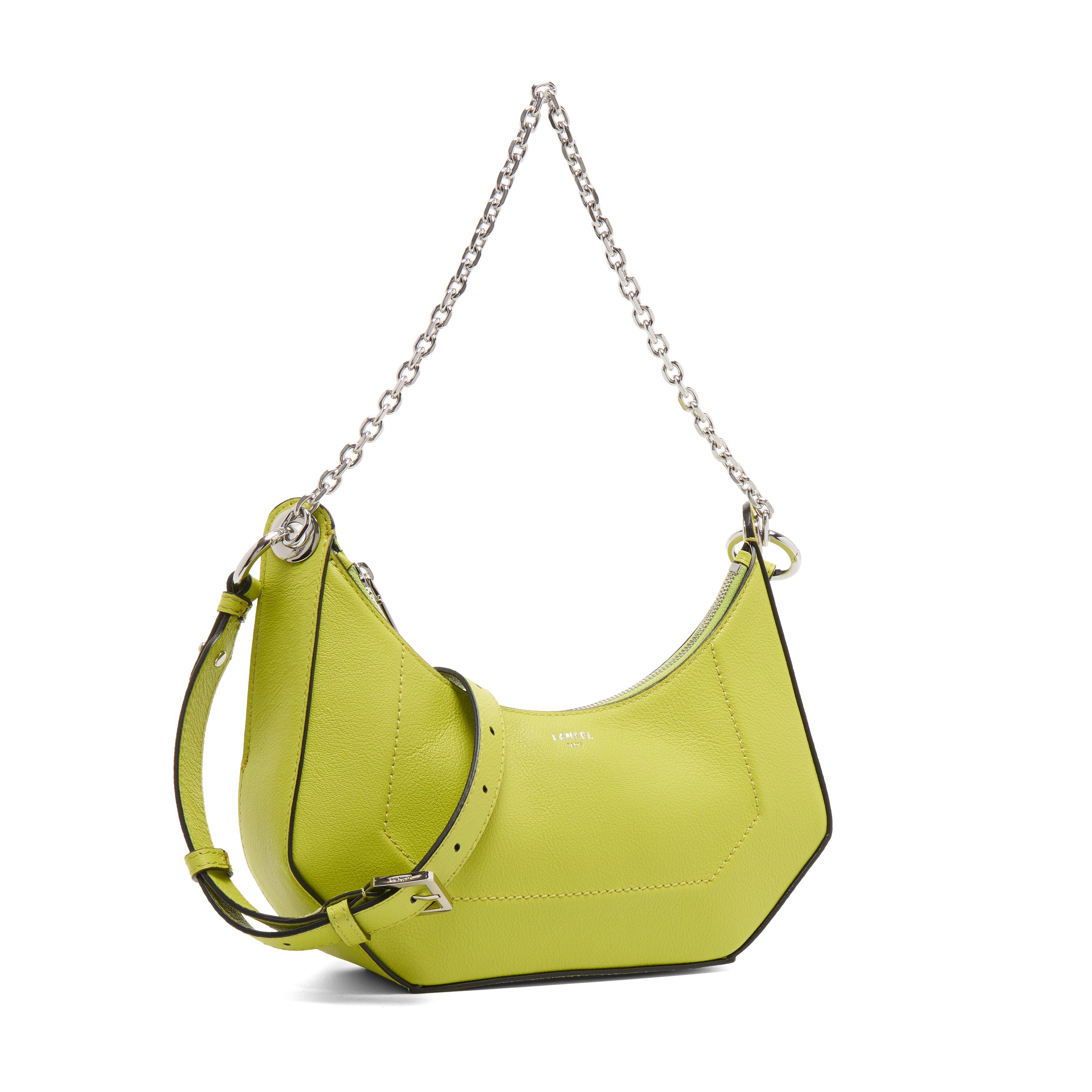 Sac zippé m double porté croisette de lancel en cuir LANCEL Vert