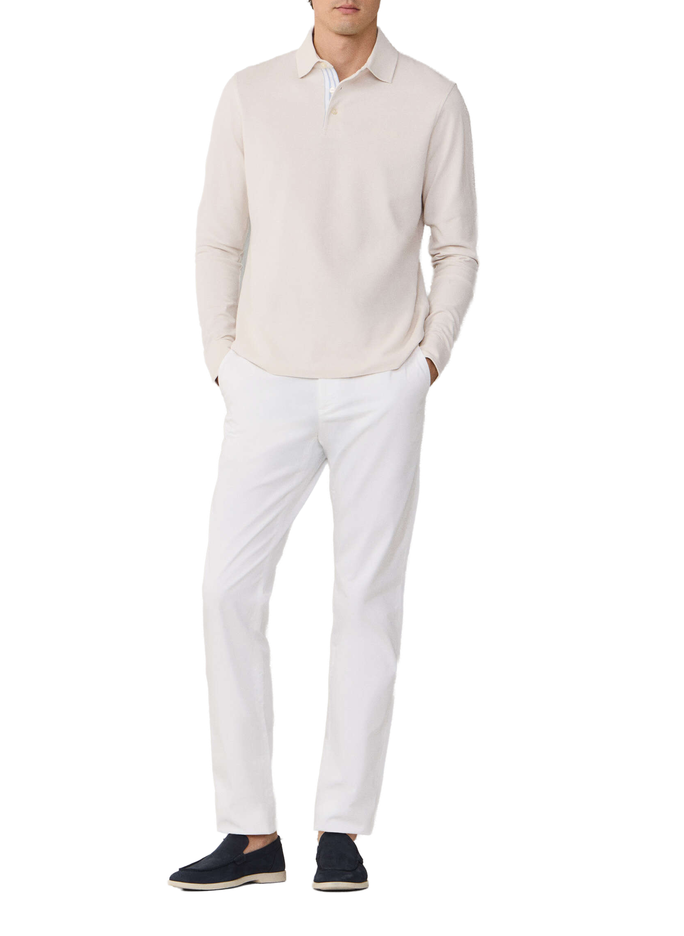 Long-sleeve cotton Polo shirt FACONNABLE White