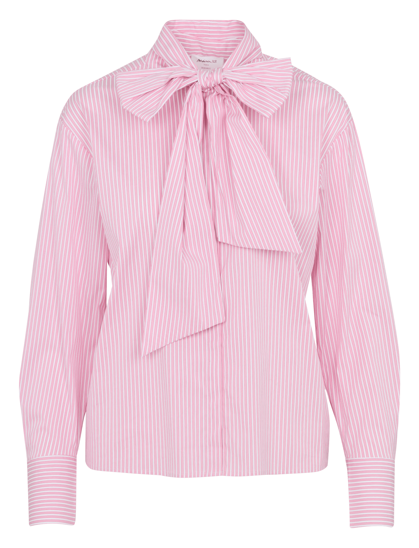 Chemise à rayures col lavallière sandrine MAISON 123 Rose