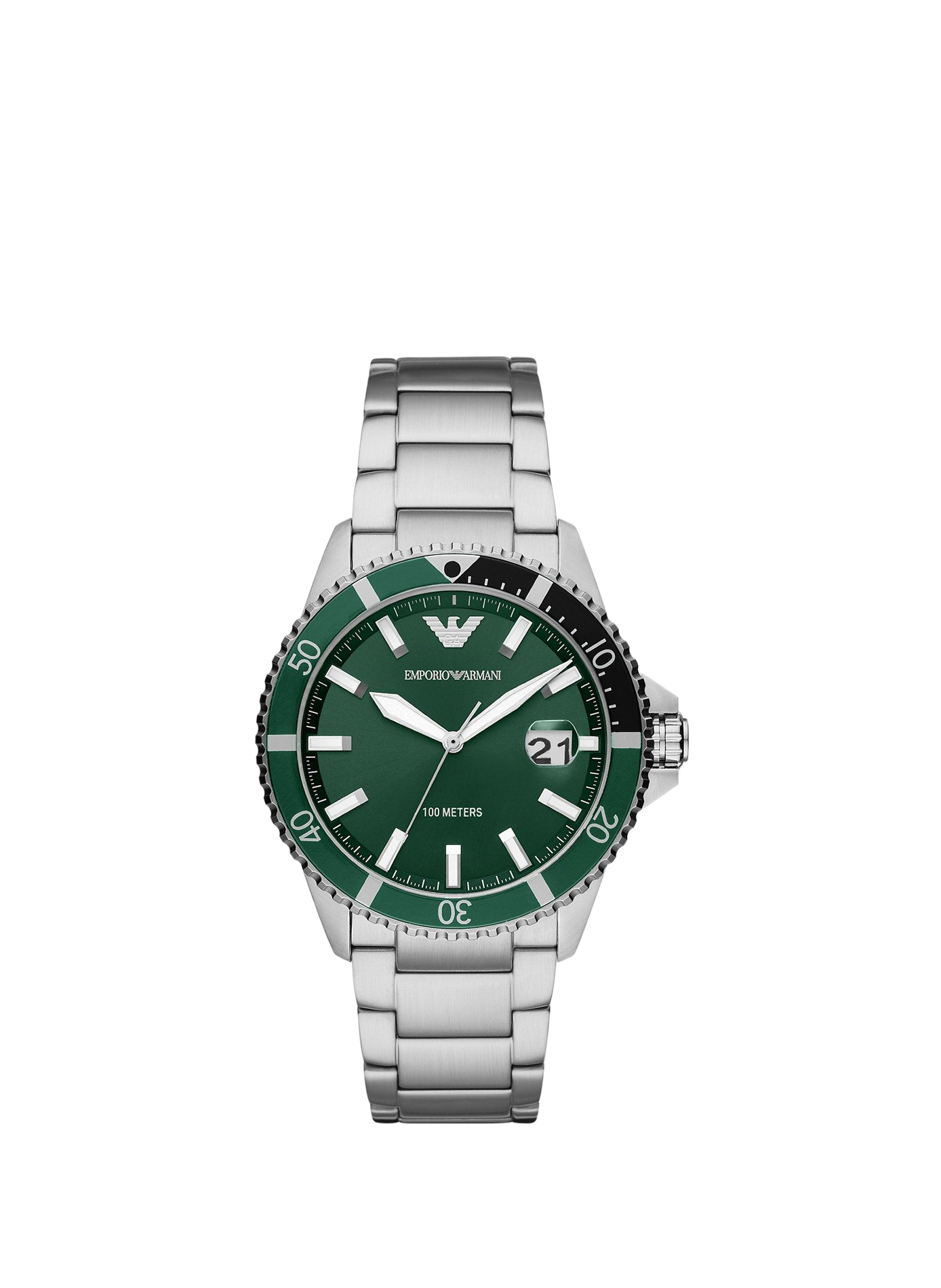 Montre quartz World Explorer en acier inoxydable ARMANI MONTRES Vert