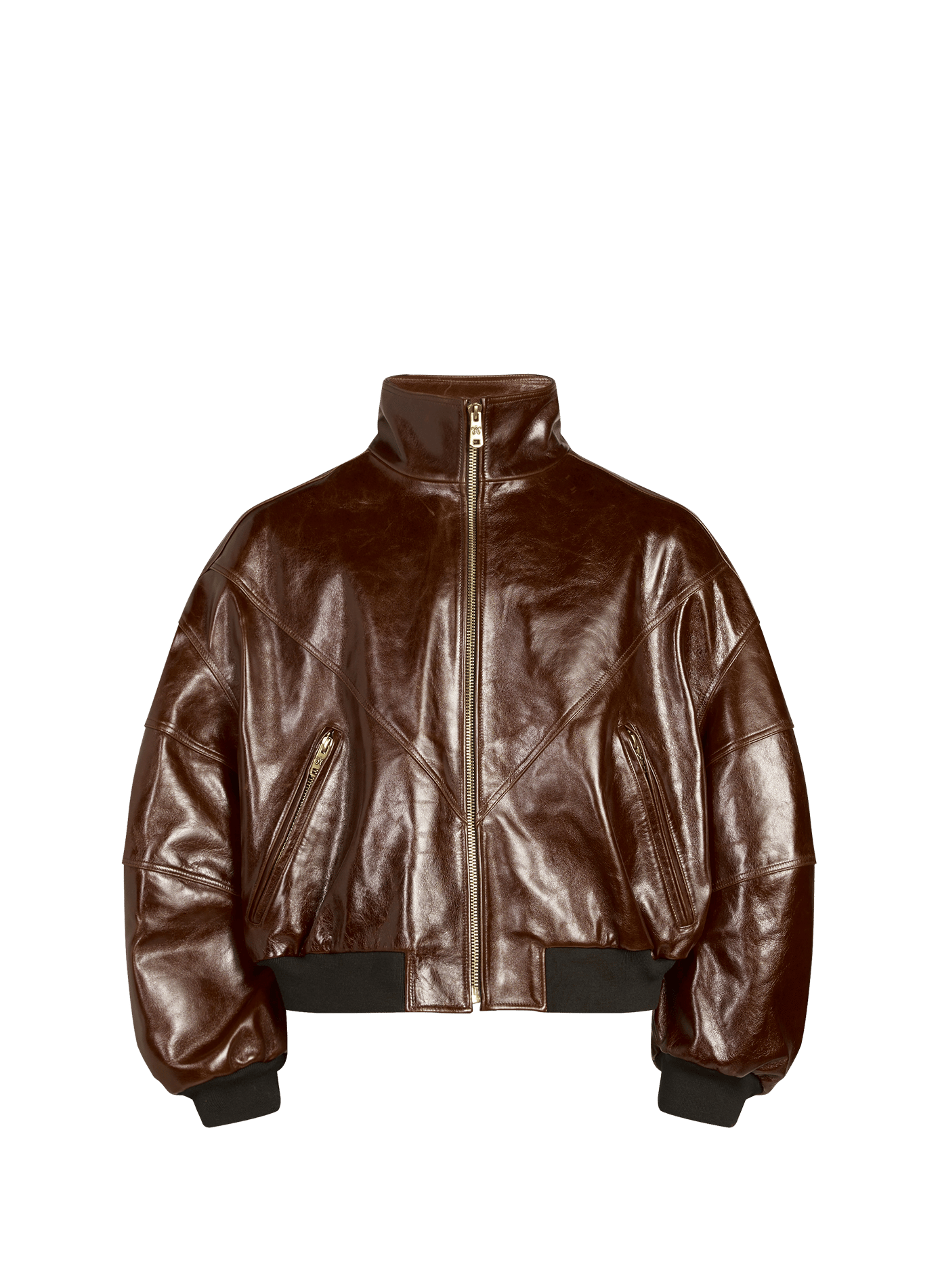 Oversize-Jacke Ruff Rider mit Stehkragen aus Leder WILLY CHAVARRIA Braun