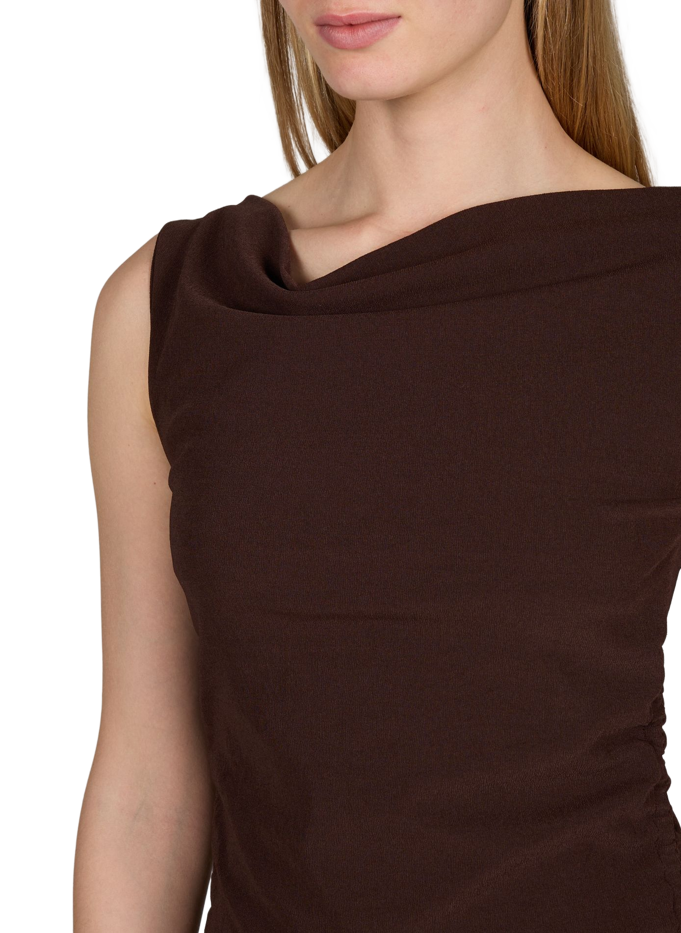 Sleeveless cowl neck top TOPSHOP Brown