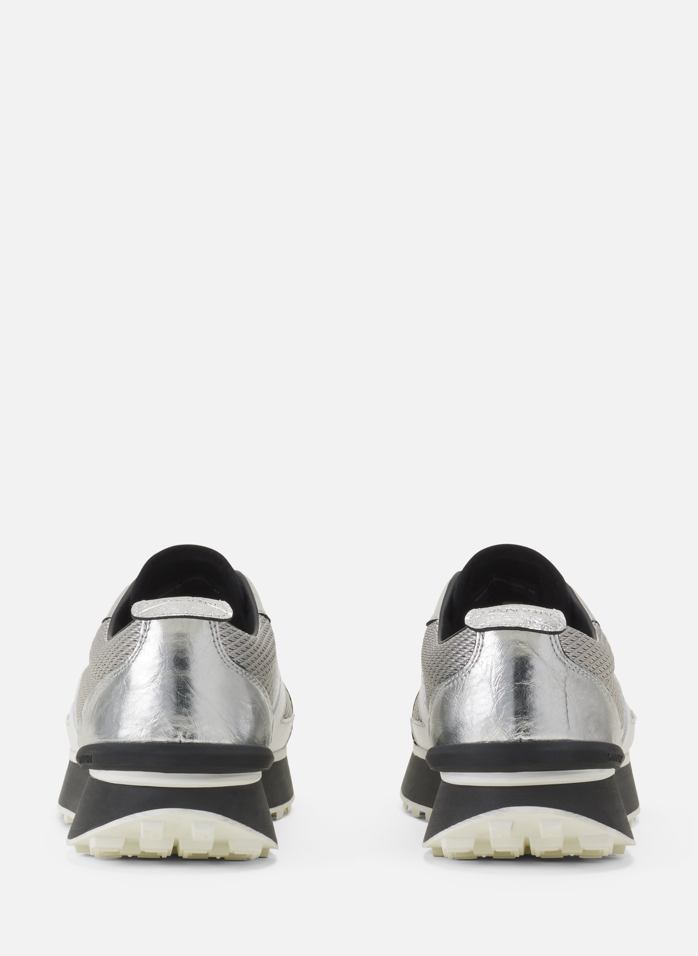 Sneakers bumpr en cuir metallise froisse LANVIN Blanc