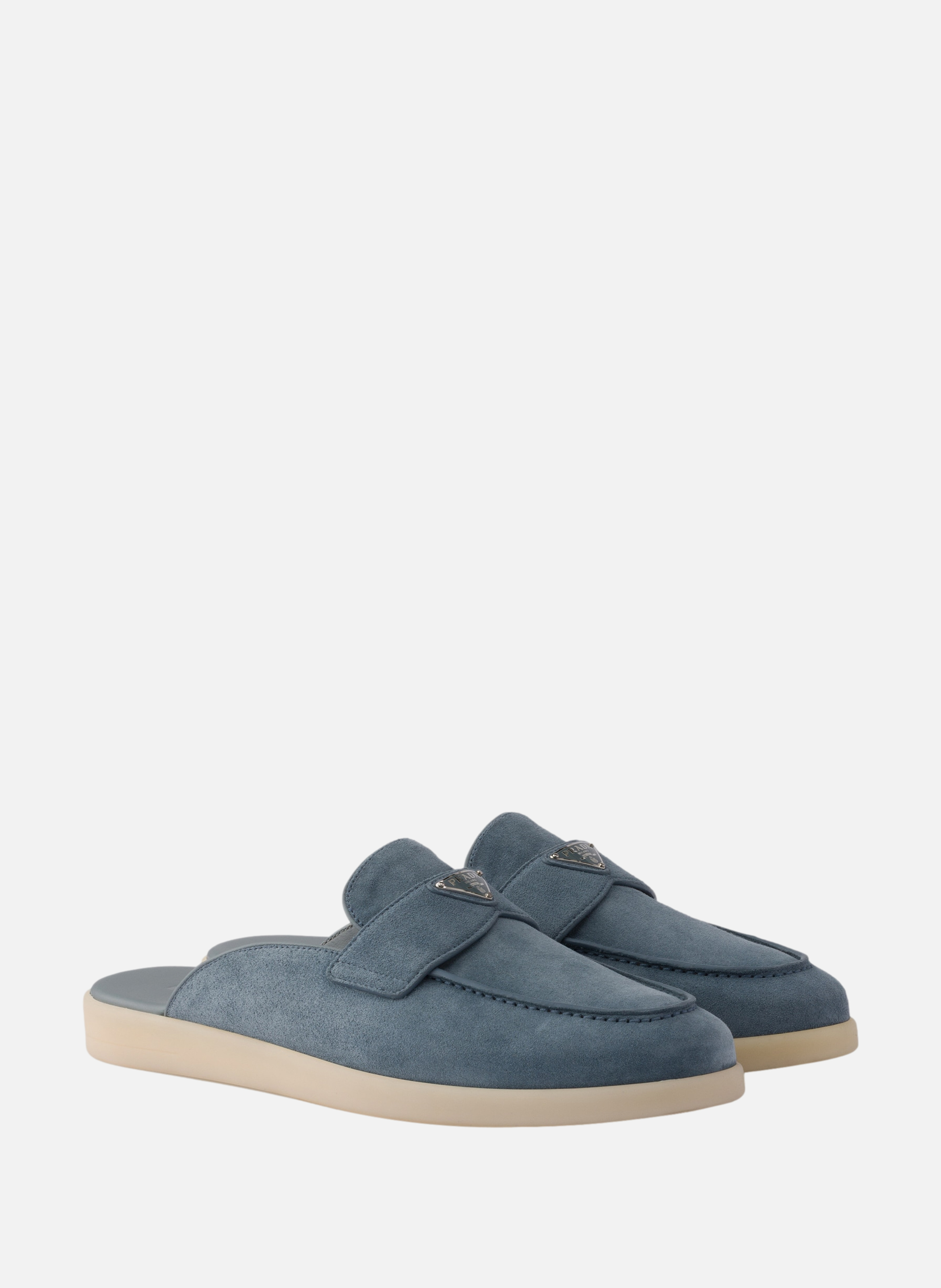 Mules en veau velours PRADA Bleu