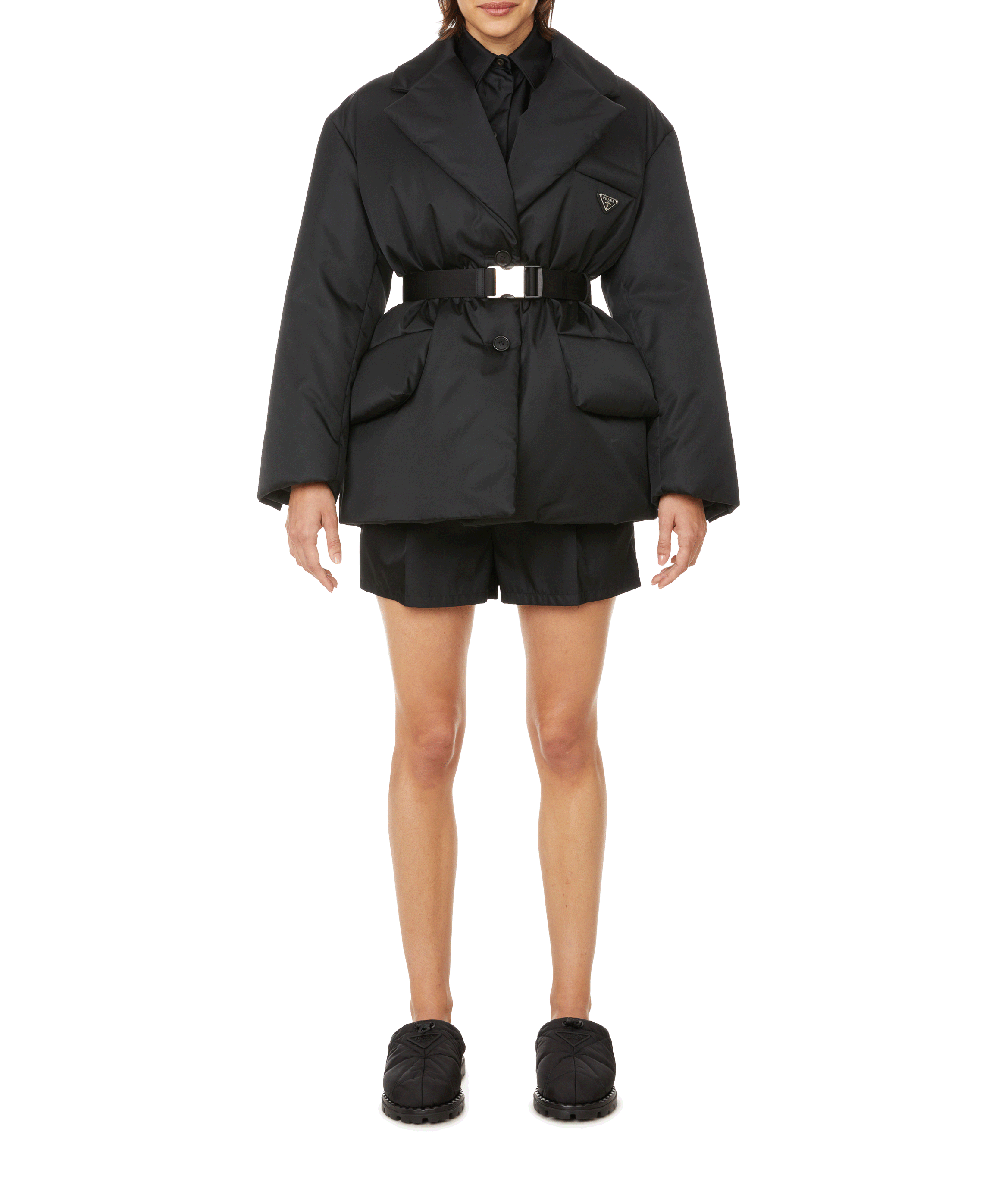 Shearling-lined mules PRADA Black