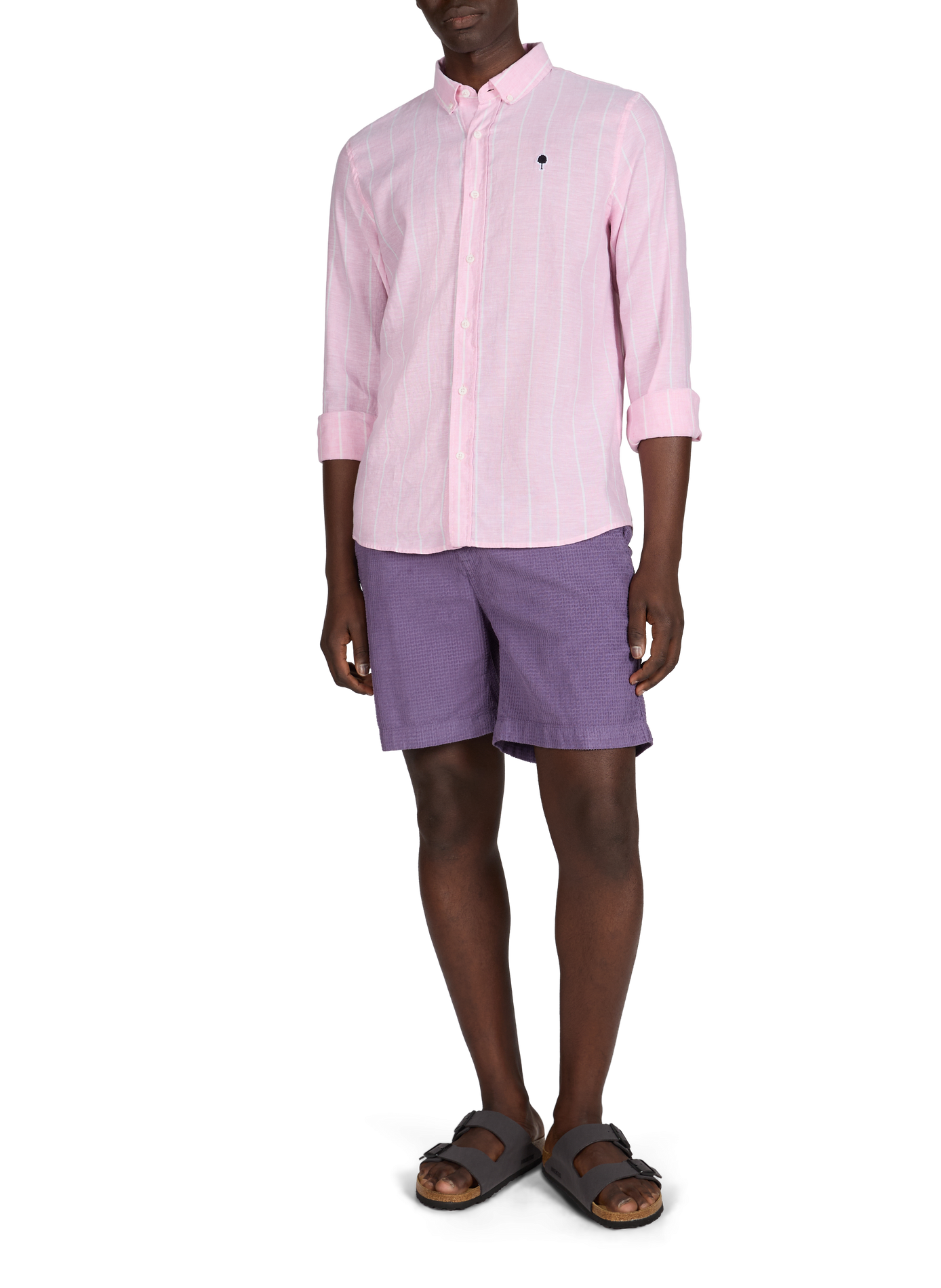 Striped Ivoy shirt in a blend of cotton and linen FAGUO Pink