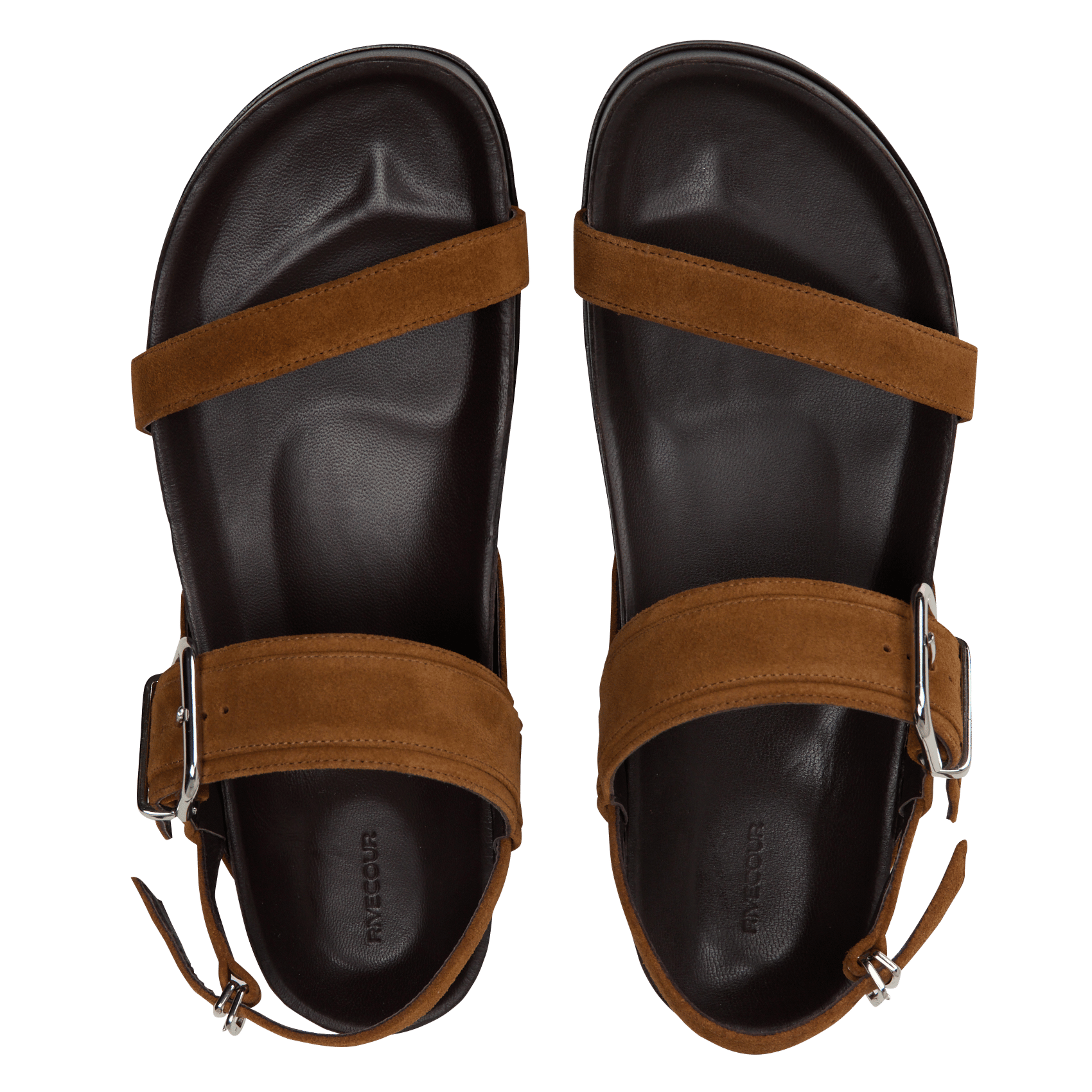 Sandales plates en cuir n°218 RIVECOUR Marron
