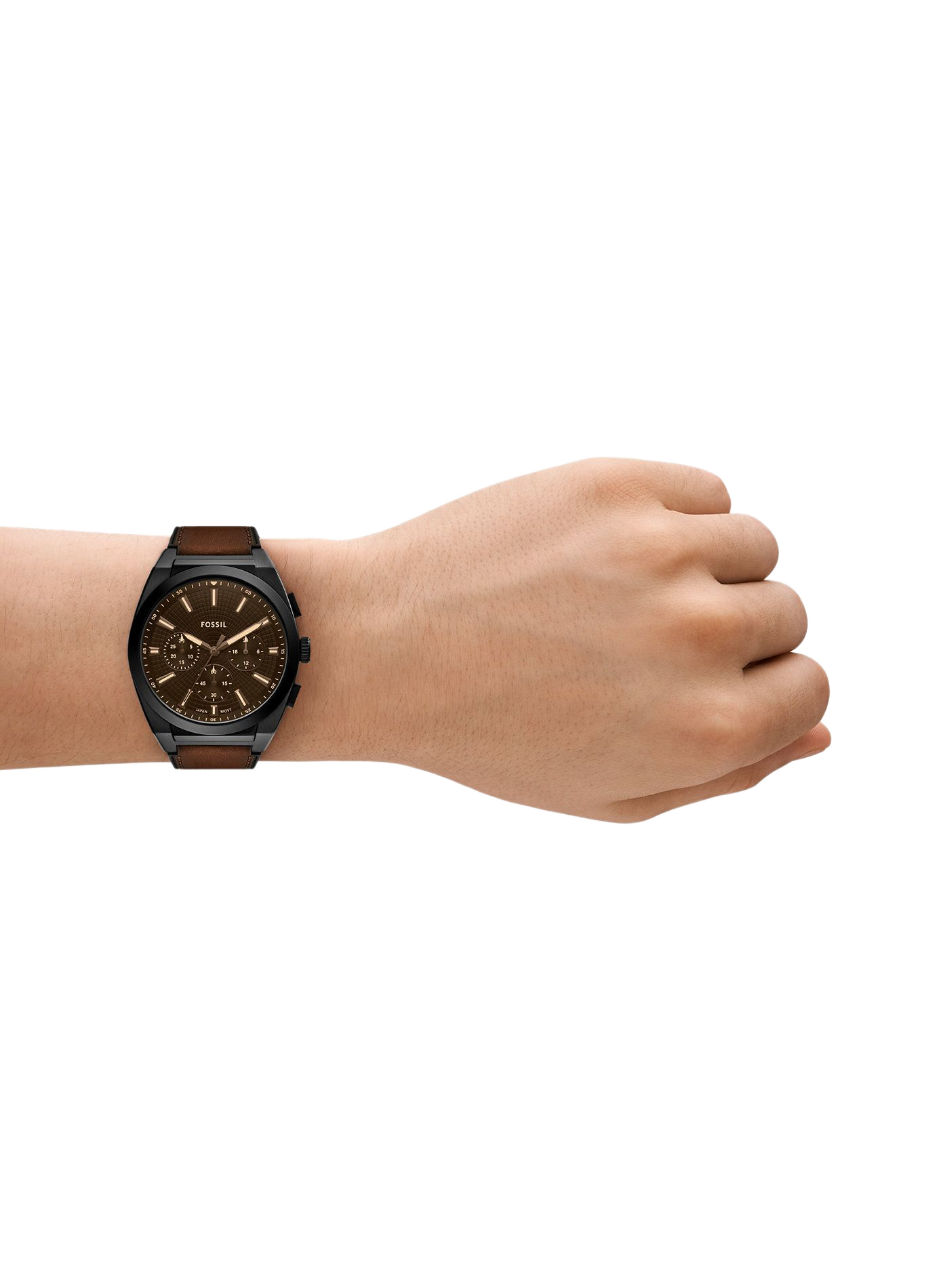 Montre quartz Everett en cuir FOSSIL Noir