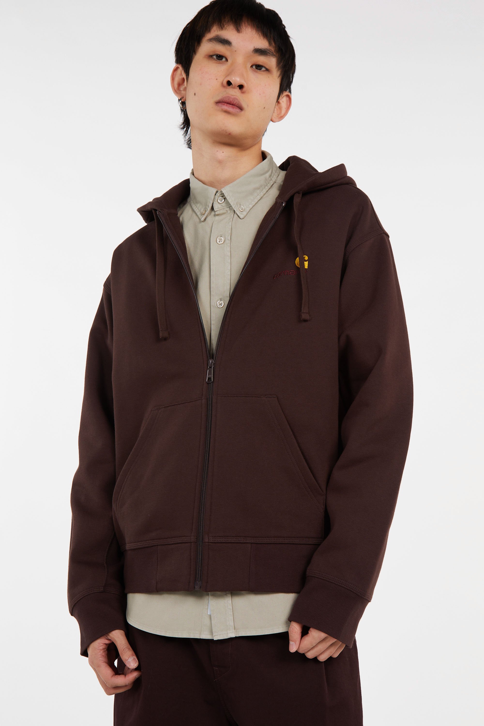 Sweatshirt zippé hooded american script CARHARTT WIP Marron