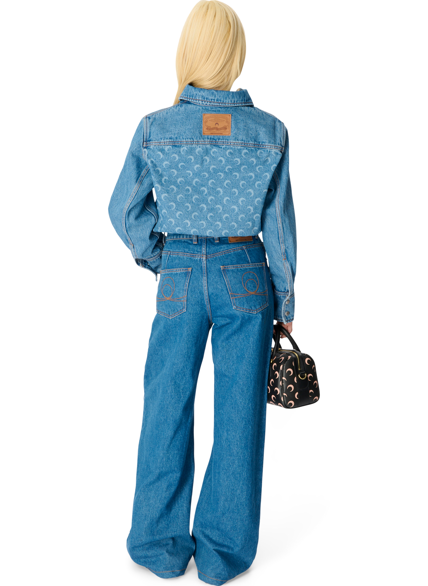 Chemise manches longues en denim délavé bleu laser moon unisexe MARINE SERRE Bleu