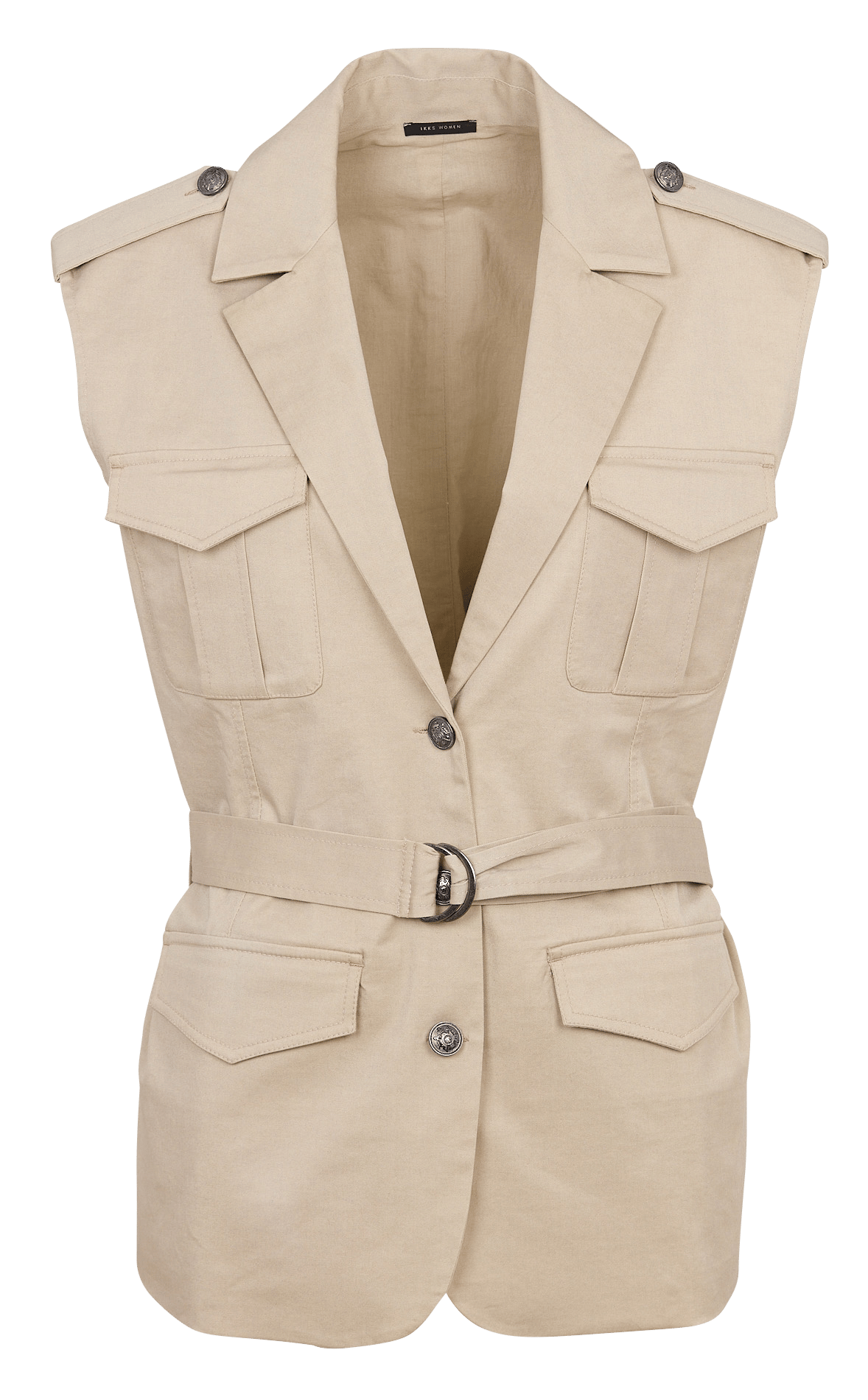 Saharienne droite col tailleur en coton mélangé IKKS Beige