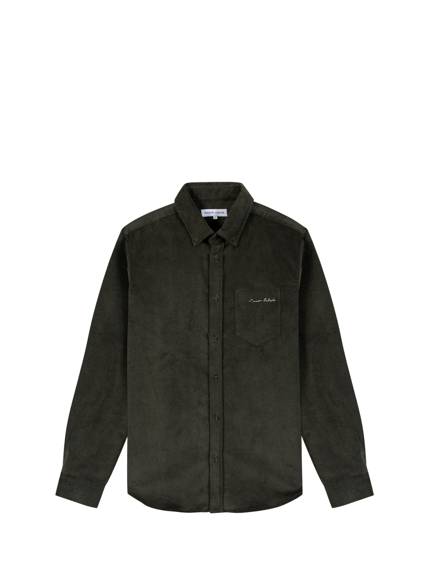 Straight shirt with buttoned collar in blended cotton MAISON LABICHE Green