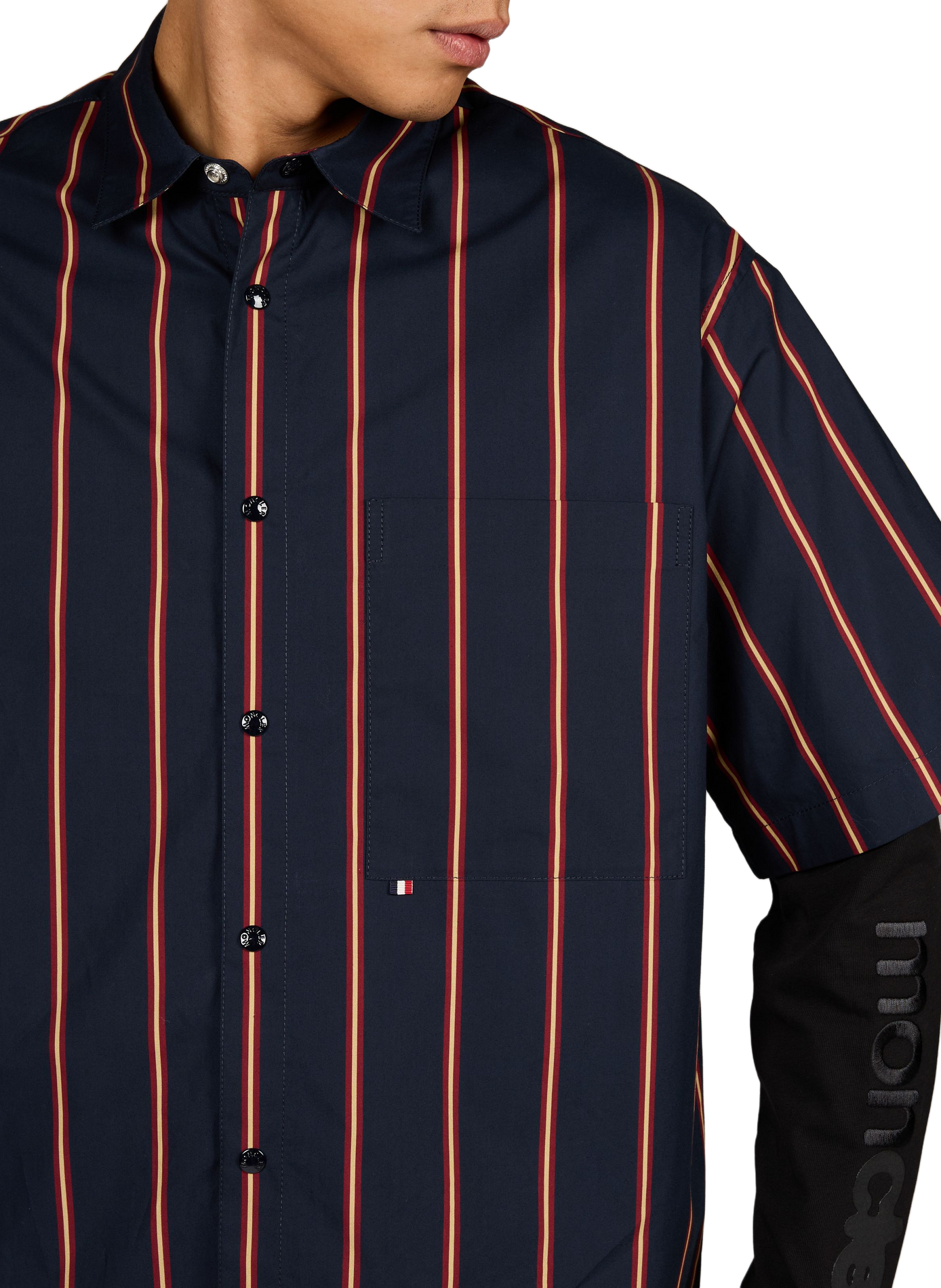 Short-sleeved striped cotton shirt MONCLER Multicolour