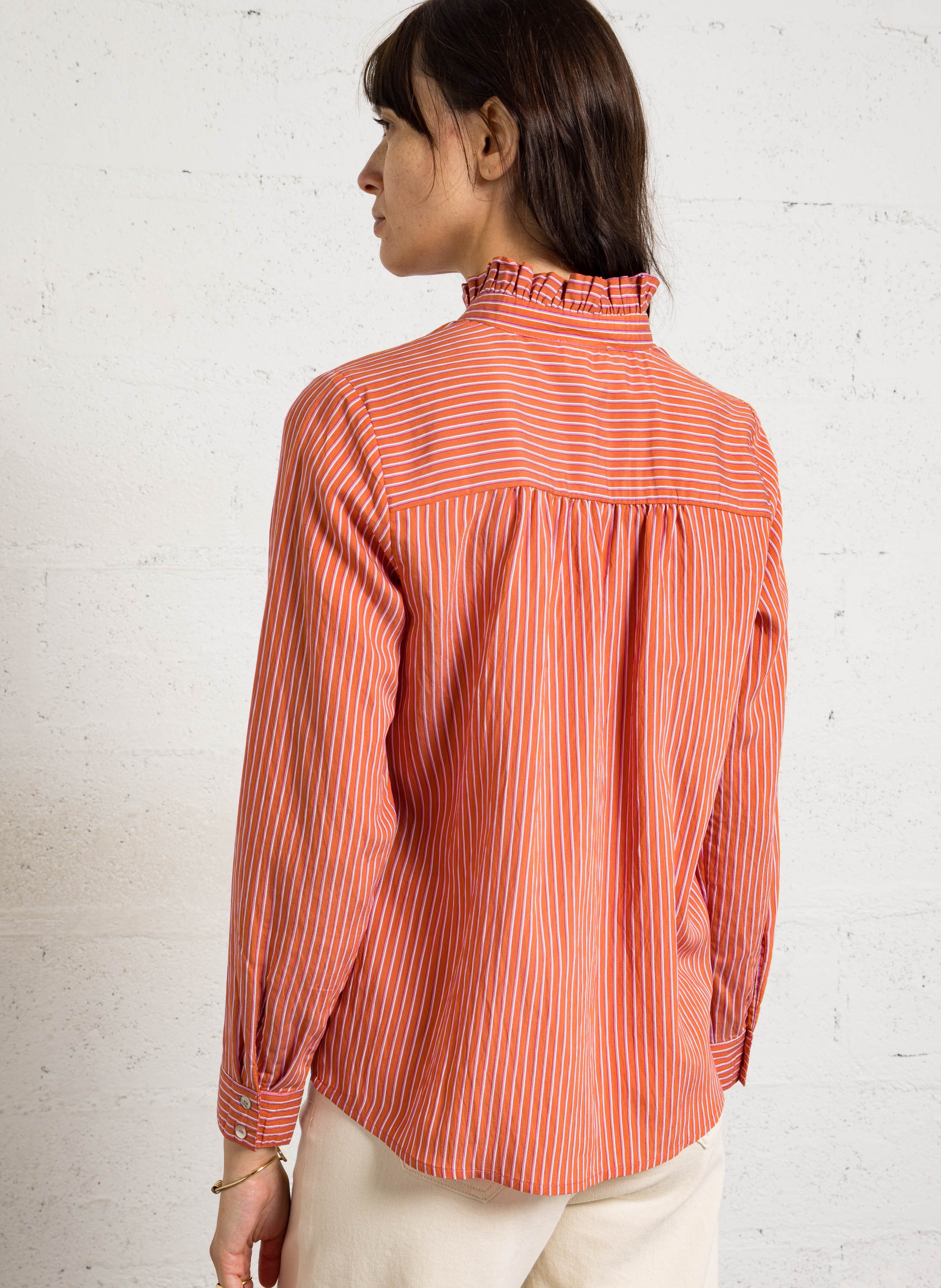 Blouse col victorien à rayures martina MAISON 123 Rouge