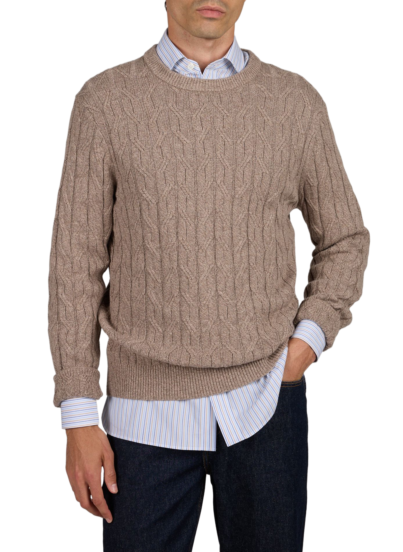 Pullover aus gemustertem Baumwollmischgewebe HACKETT Beige
