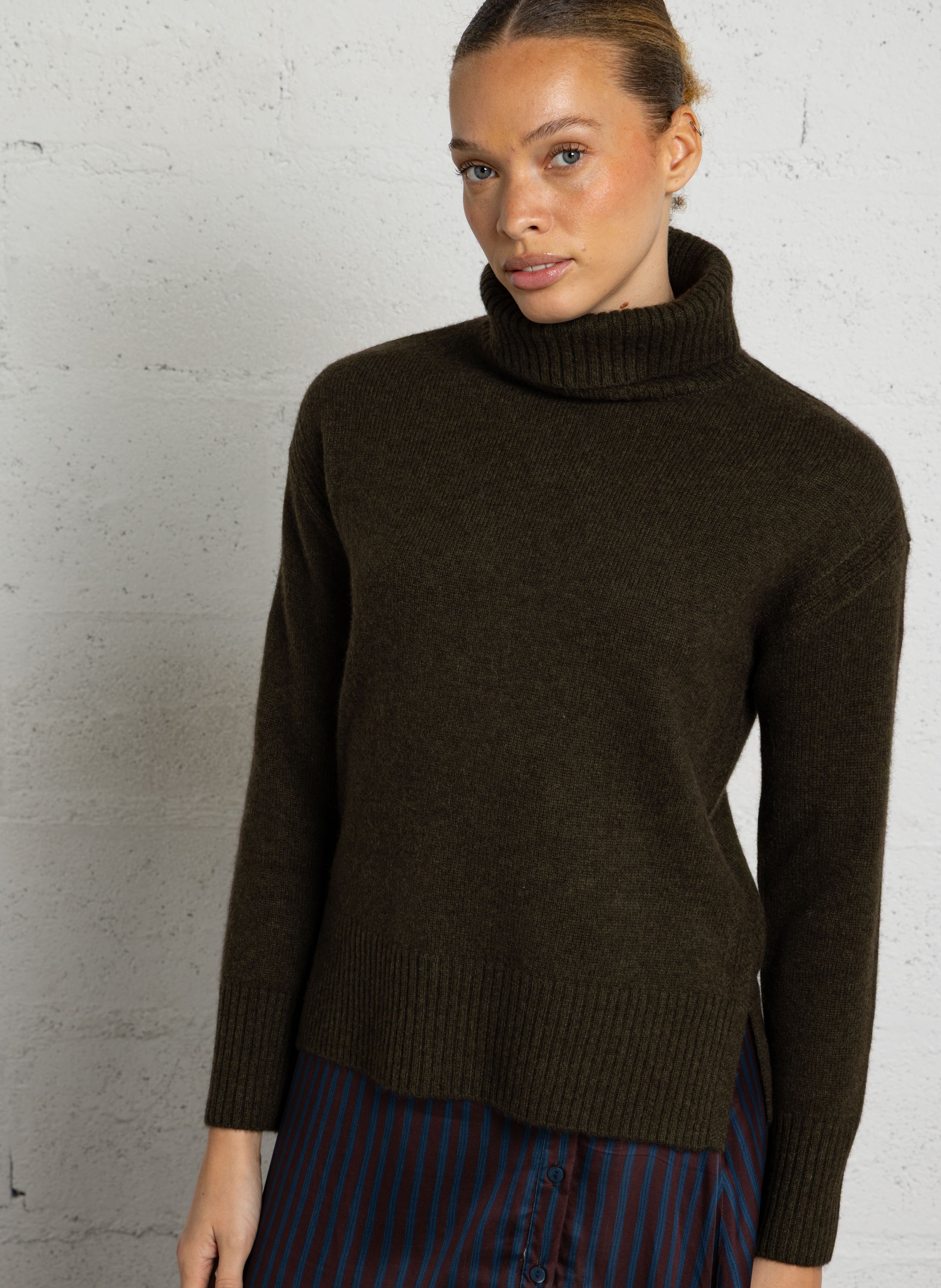 Pull col roulé droit en laine arnold MAISON 123 Kaki