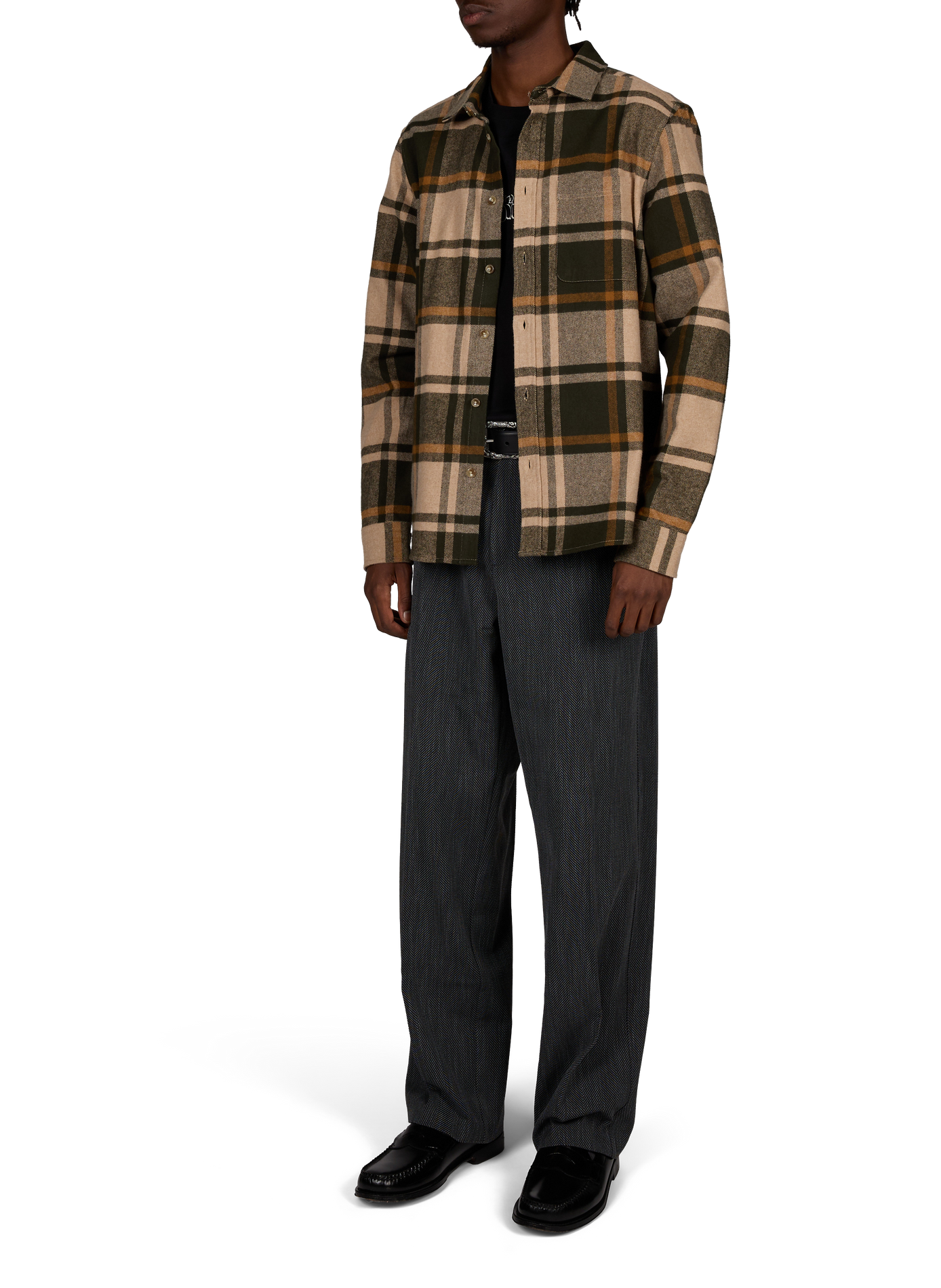 Straight cotton check shirt LES DEUX Green