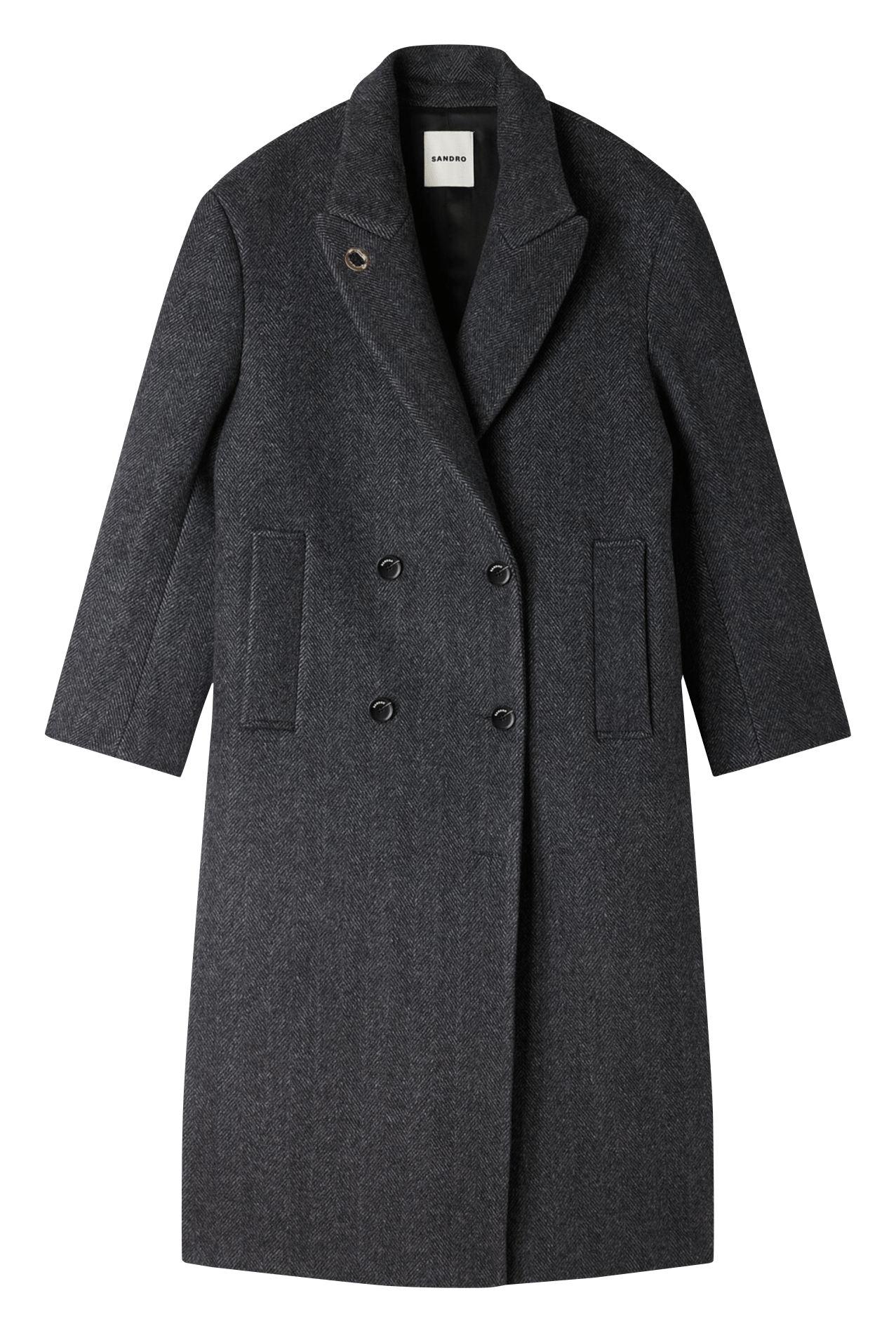 Manteau long oversize en laine mélangée SANDRO Gris