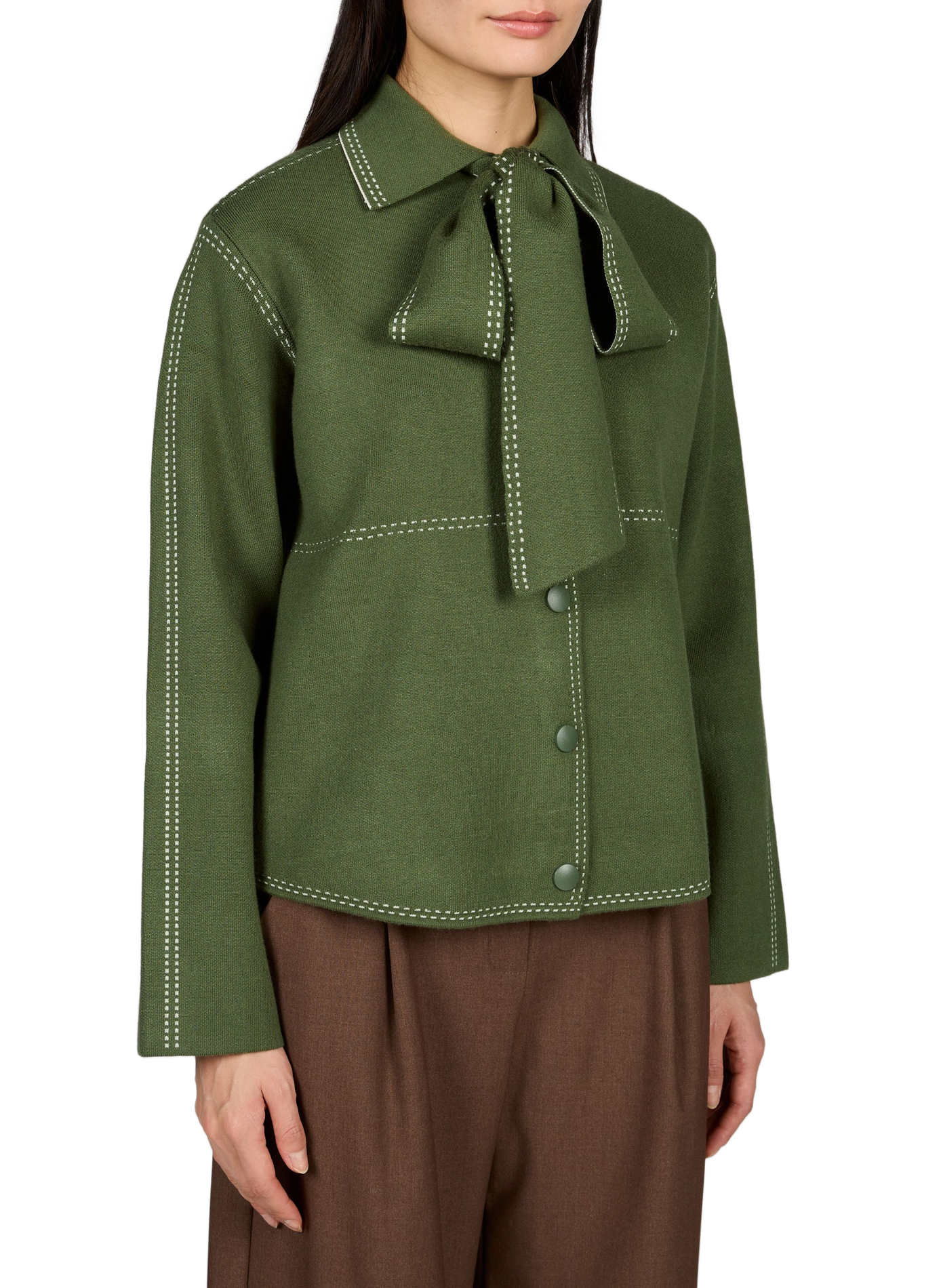 Straight shirt with lavallière collar OBJECT Brown